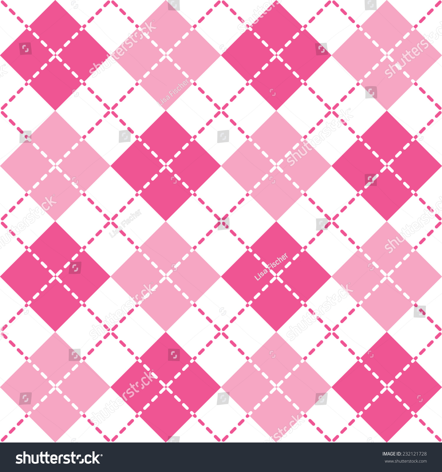 Seamless Pink Argyle Pattern With Dashed Lines. Stock Vector ...