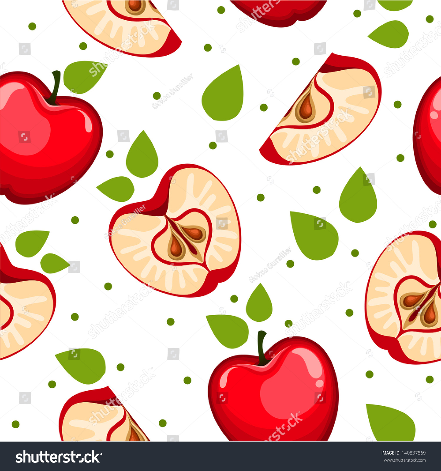 Seamless Red Apple Pattern Stock Vector Illustration 140837869 ...