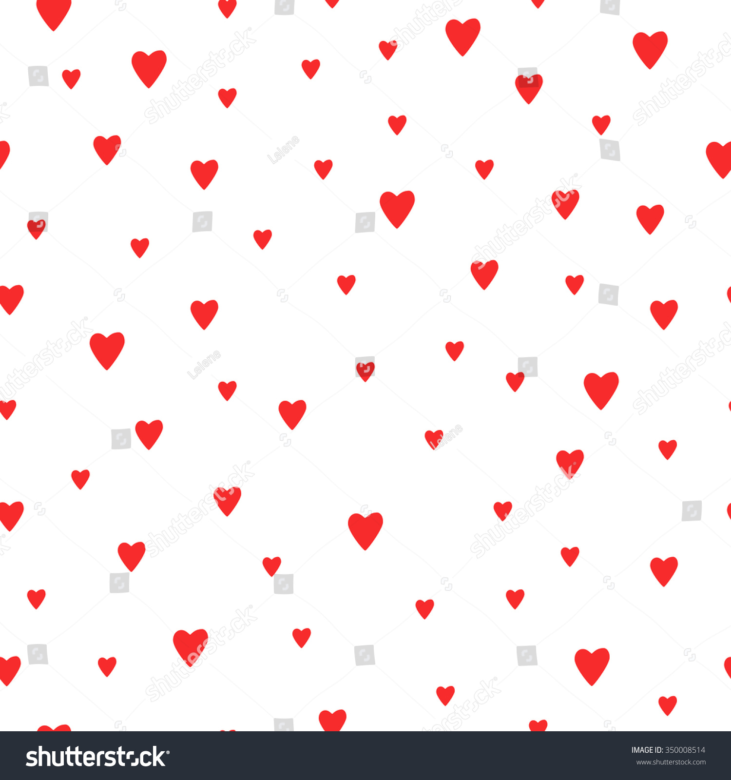 Seamless Red Hearts Pattern Background Cute Stock Vector 350008514