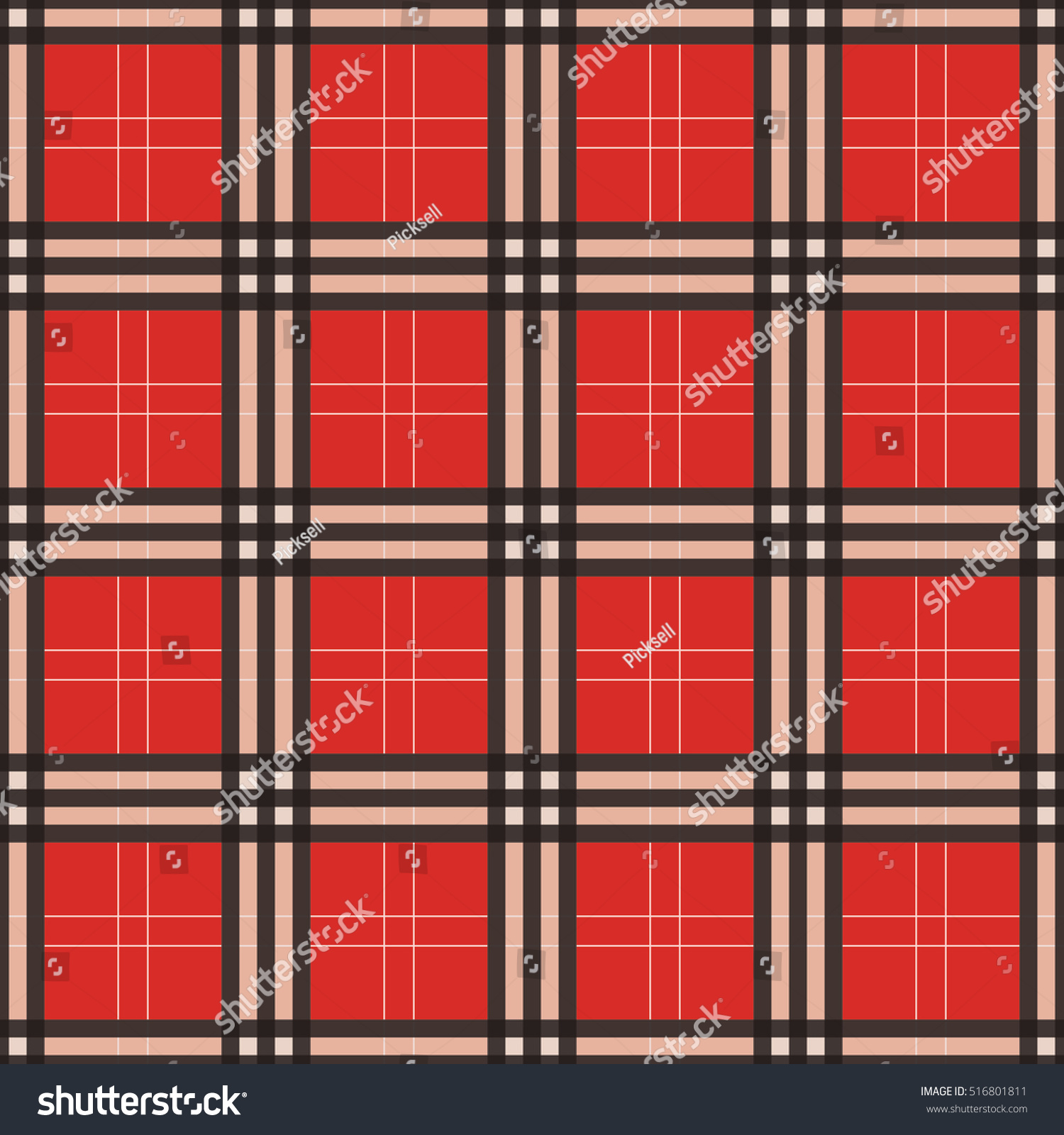 Seamless Red White Black Fashion Plaid Stock Vector 516801811