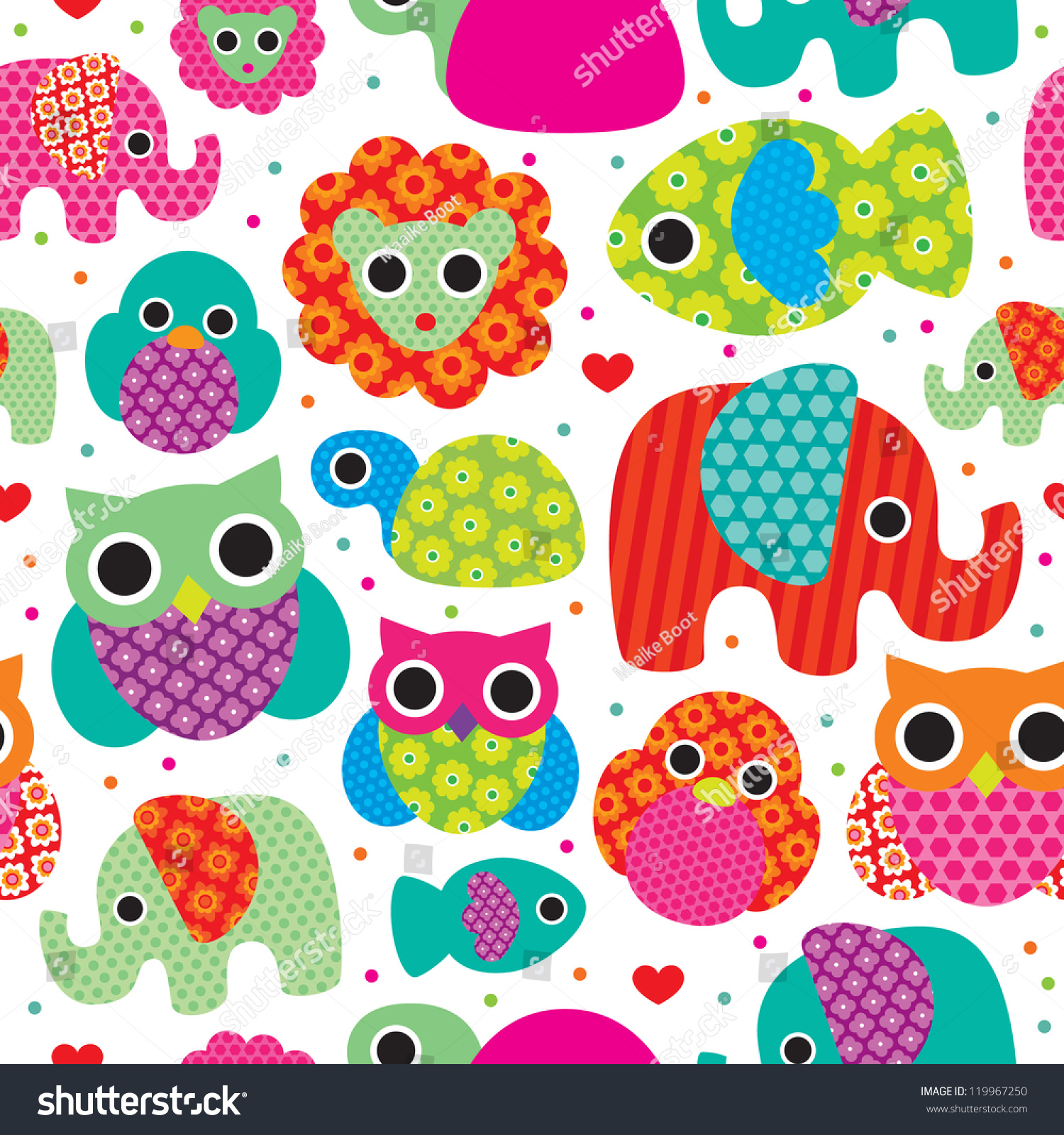 Seamless Retro Animals Kids Pattern Wallpaper Stock Vector 119967250