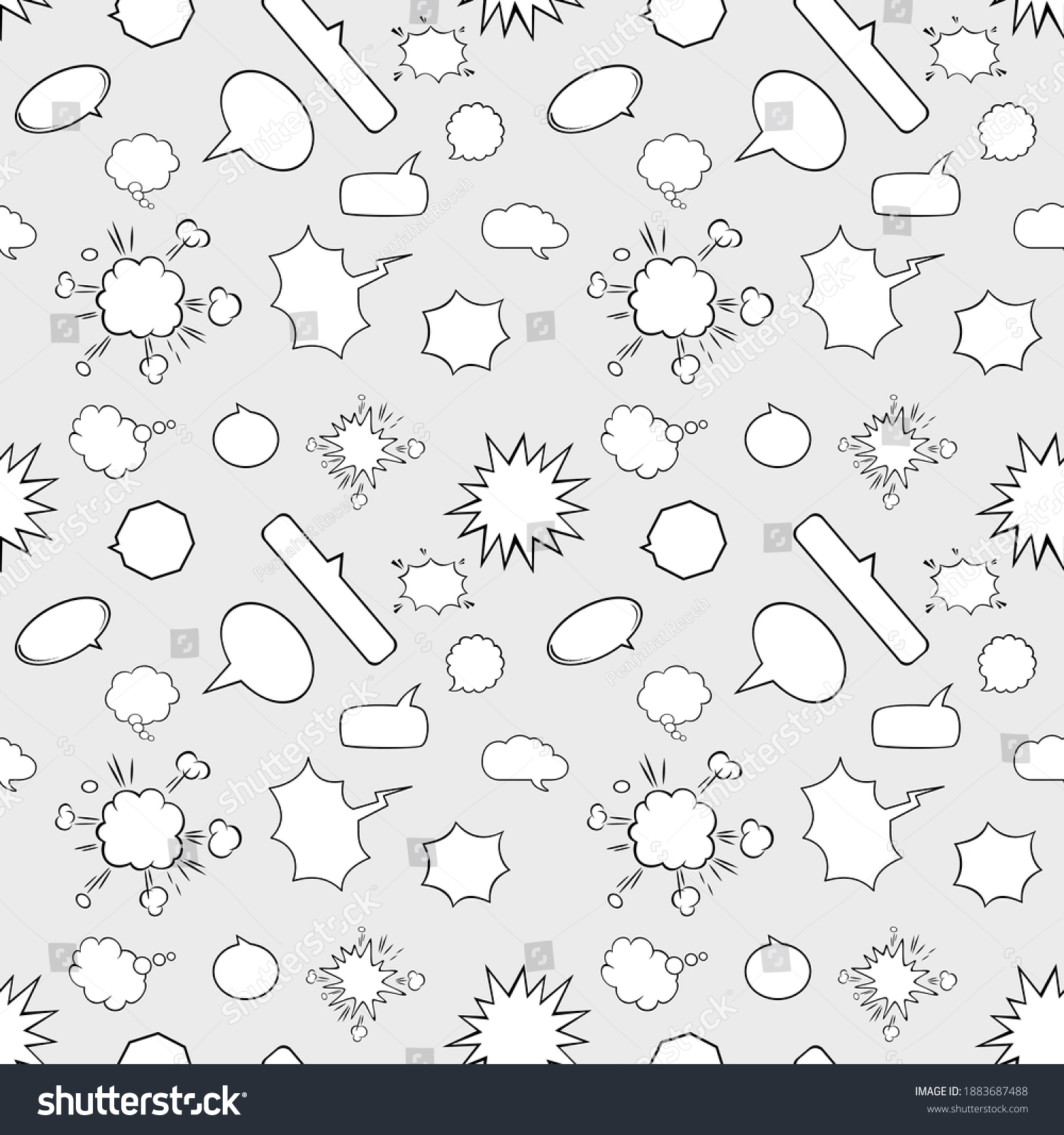 Seamless Retro Empty Comic Bubbles Elements Stock Vector (Royalty Free ...
