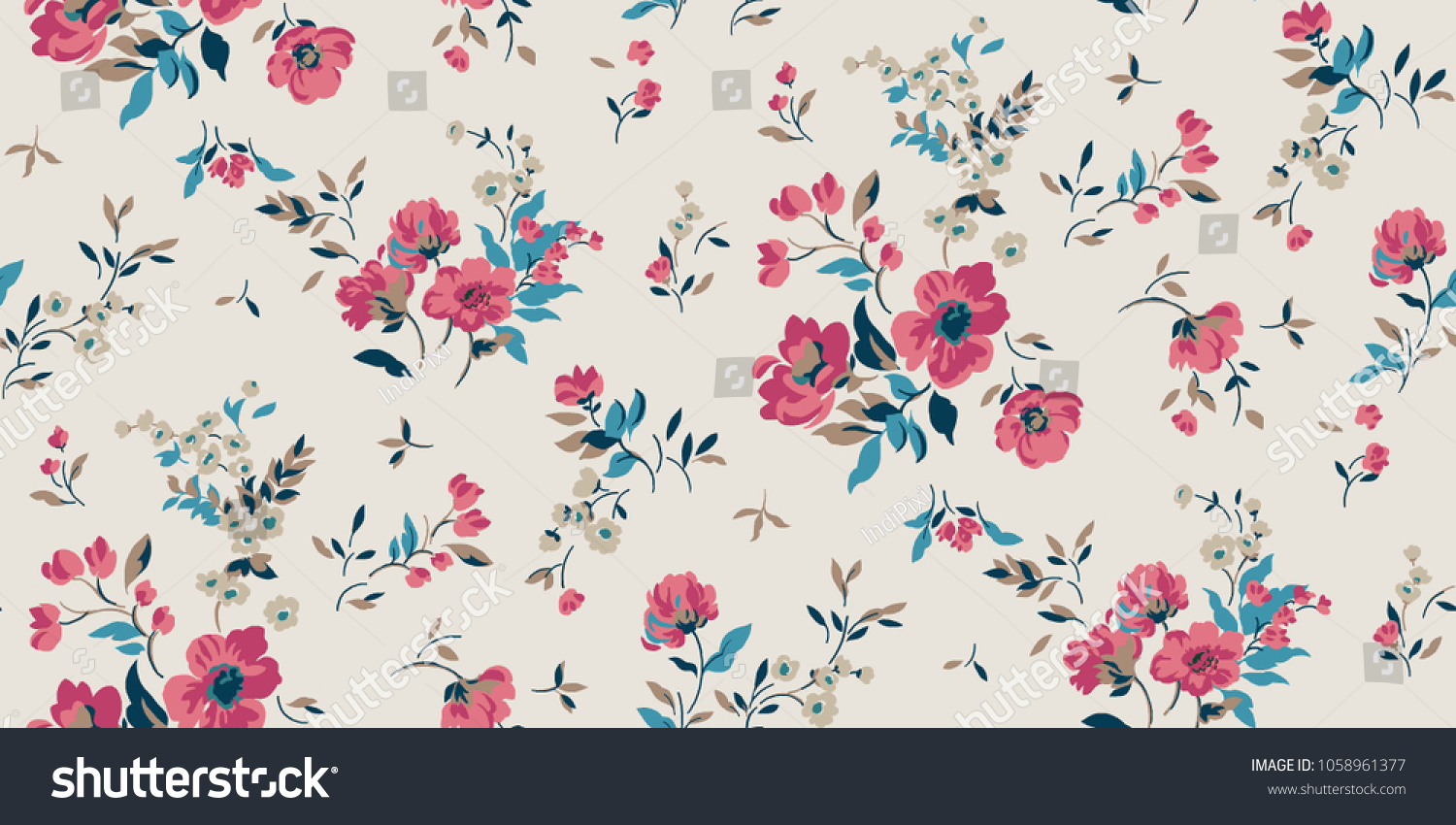 Seamless Romantic Ditsy Floral Pattern Stock Vector (Royalty Free