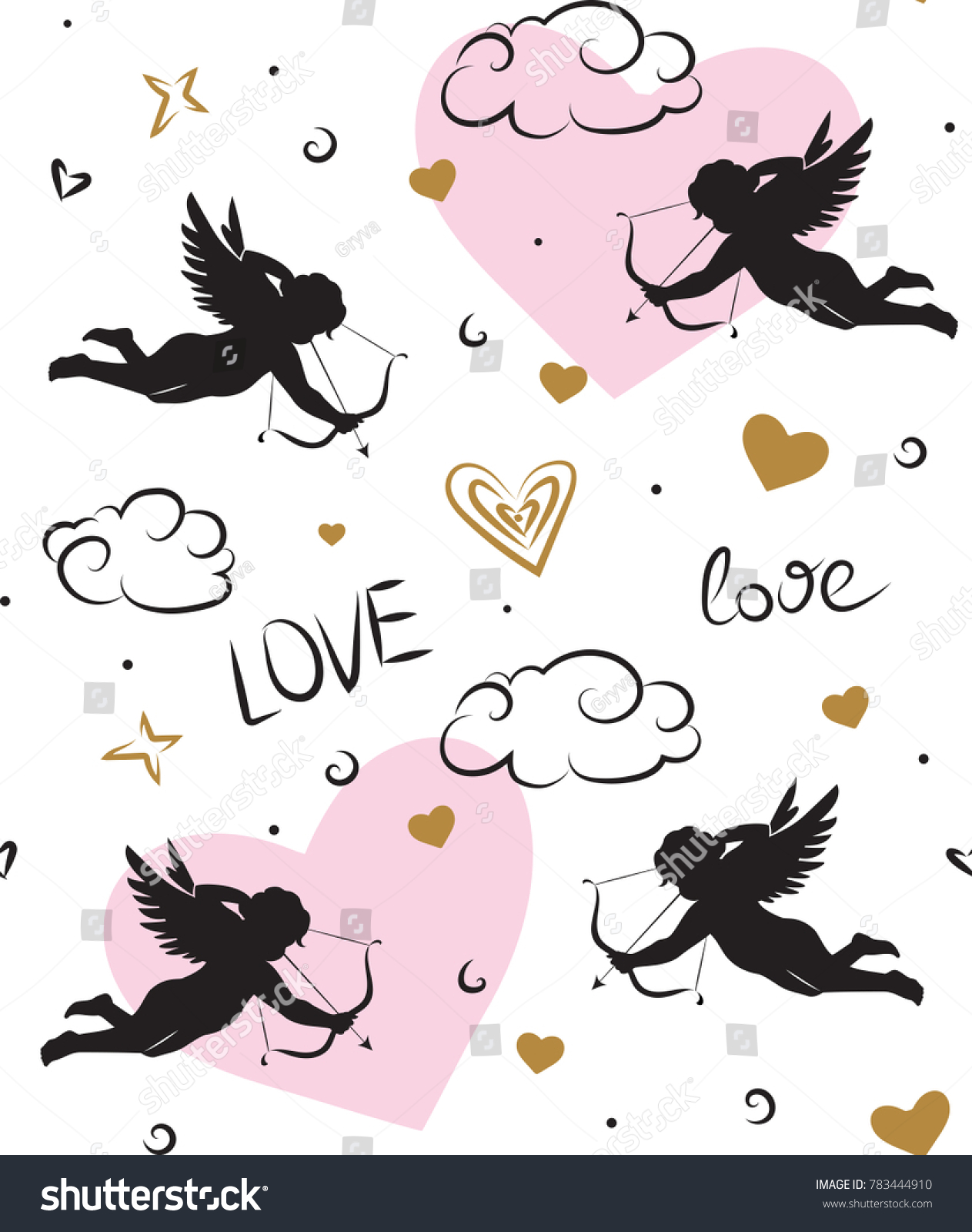 Seamless Romantic Pattern Cupids Love Symbols Stock Vector Royalty Free 783444910 Shutterstock 6362