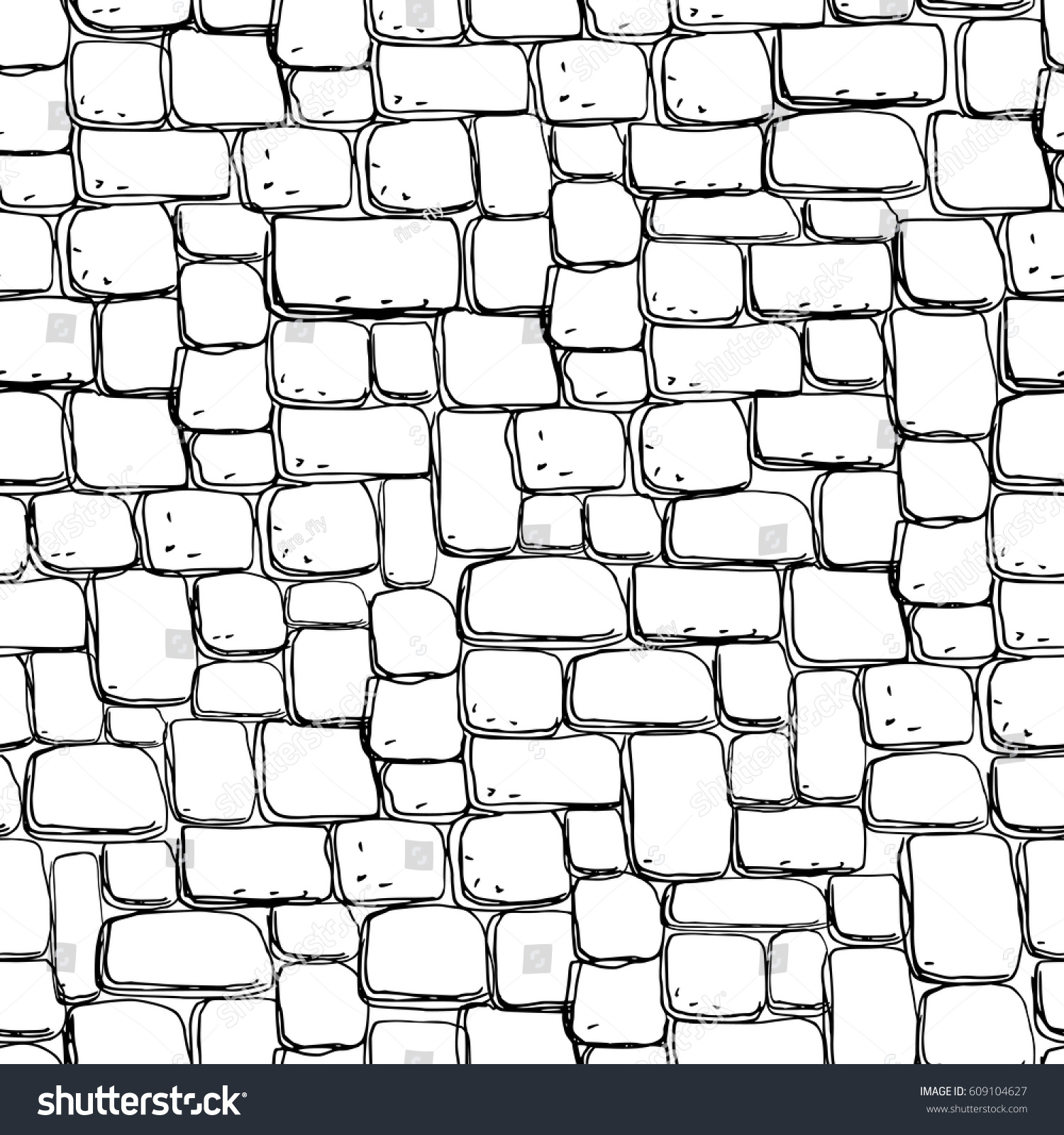 Seamless Stonework Pattern Black White Stone Stock Vector 609104627 ...