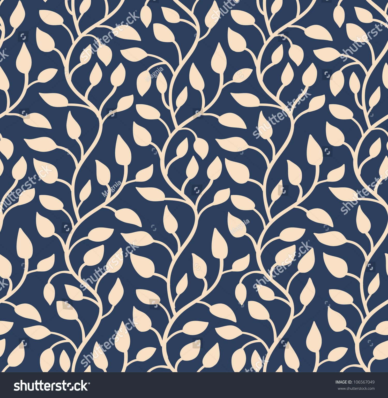 Seamless Stylish Blue Leaf Pattern Vector Stock Vector 106567049 ...