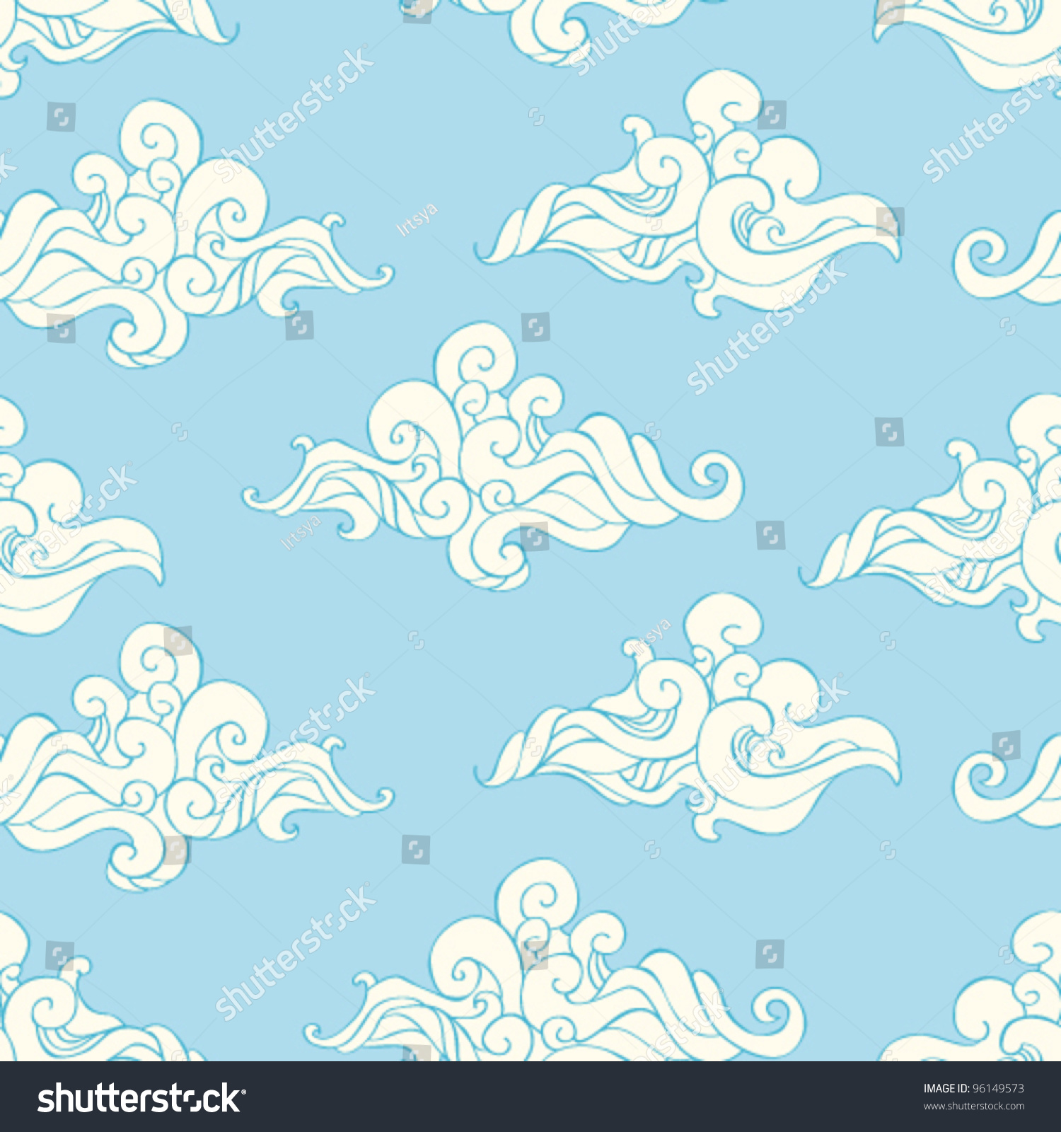 Seamless Stylized Clouds Pattern. Cute Vector Sky Background - 96149573 ...