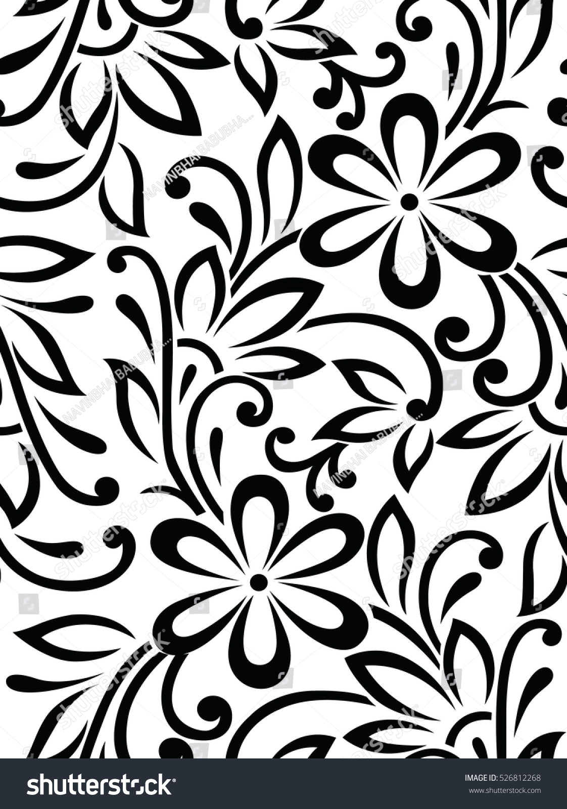 Seamless Textile Black White Floral Pattern Stock Vector (Royalty Free ...