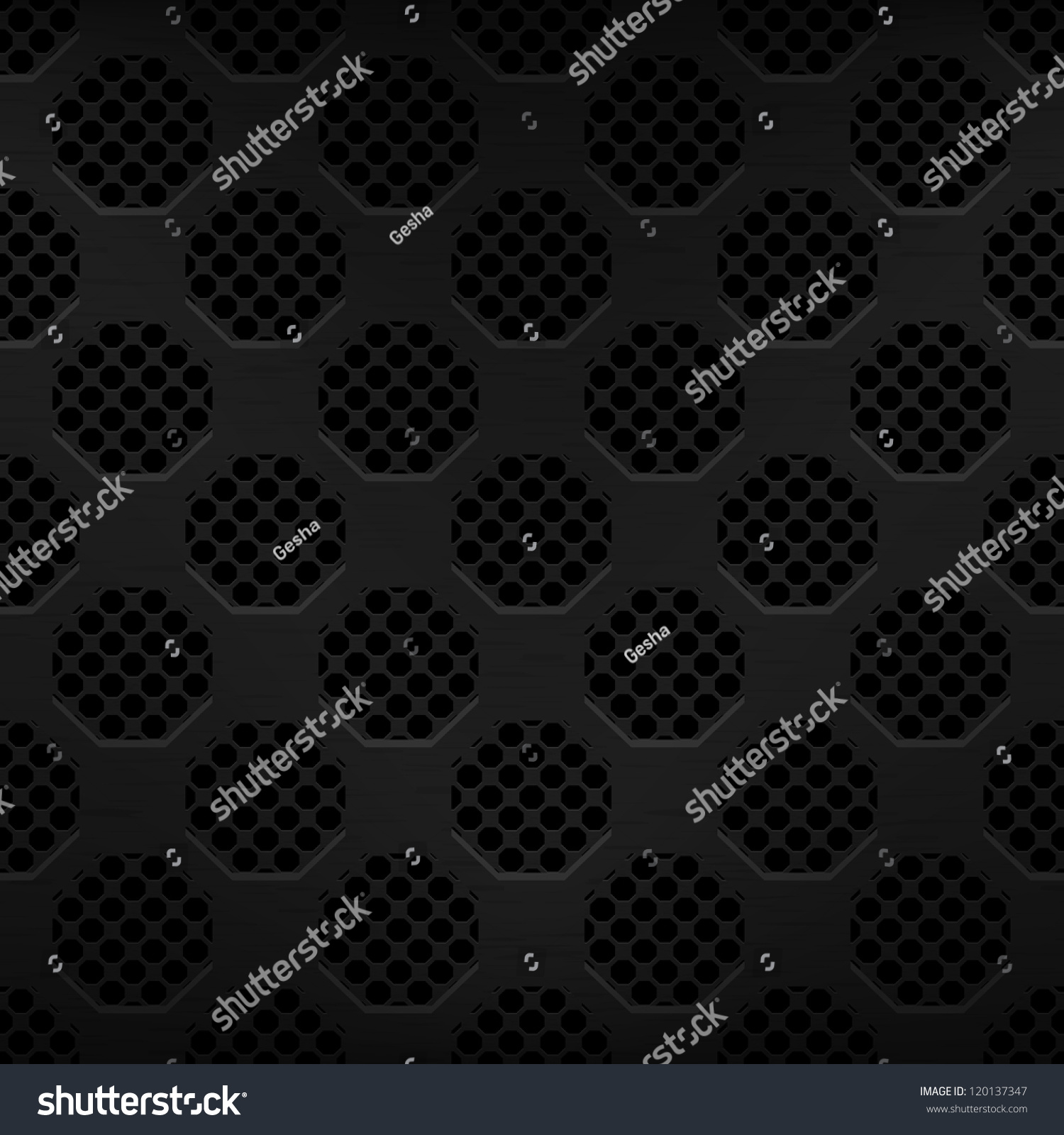Seamless Texture Black Metal Surface Dotted Octagon Perforated ...