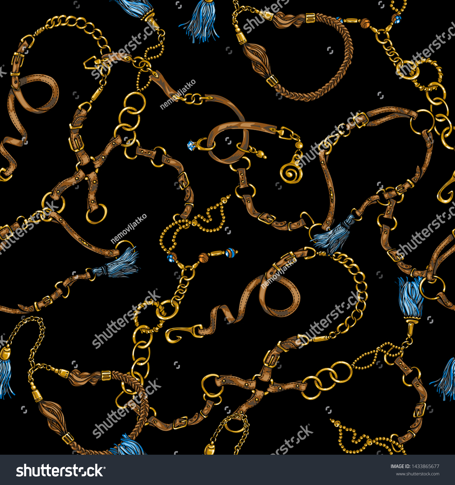 Seamless Texture Style 80s Belts Golden Stock Vector (Royalty Free ...