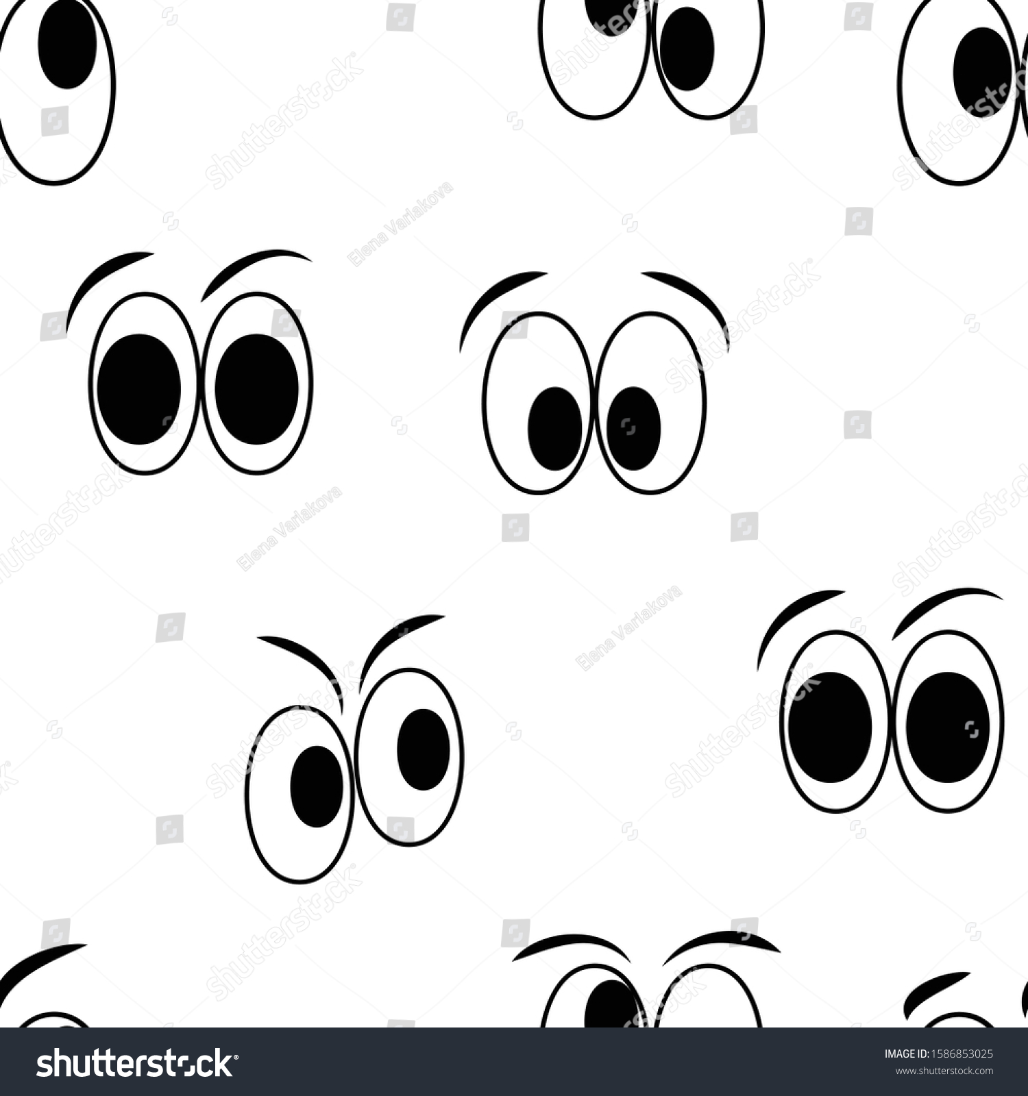 Seamless Texture Cartoon Eyes On White Stock Vector (Royalty Free ...