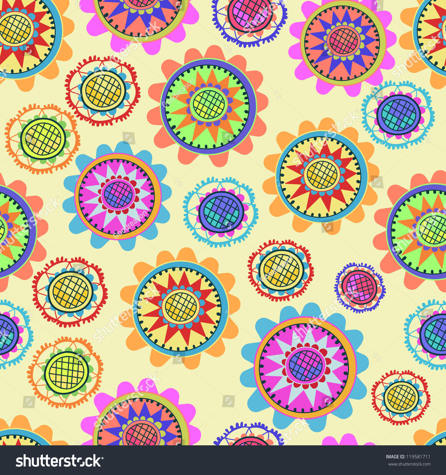 Seamless Texture With Hand Drawn Decorative Flowers Stock Vector ...