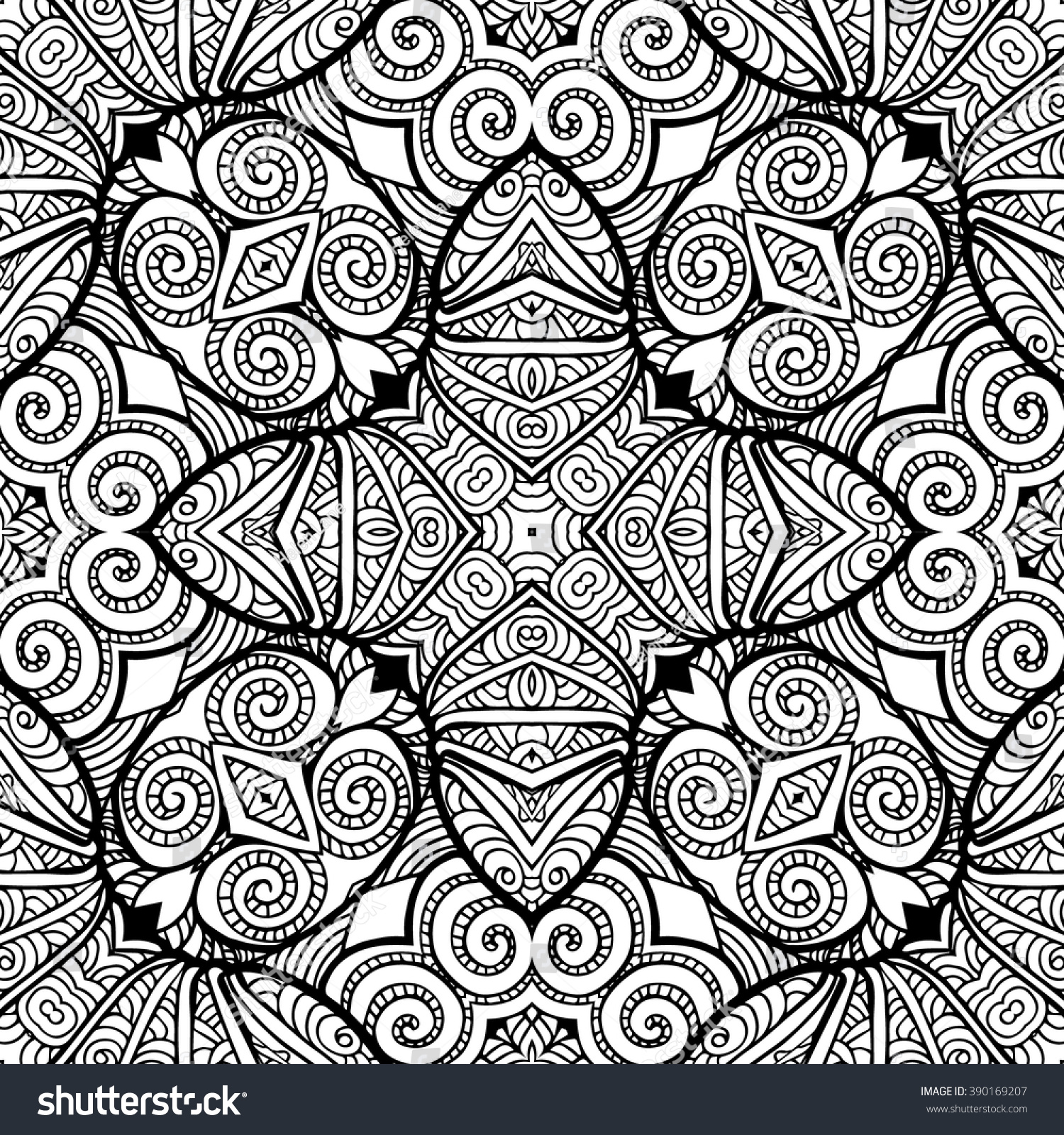 Seamless Tibet Ethnic Pattern Outline Drawing Stock Vector (Royalty ...