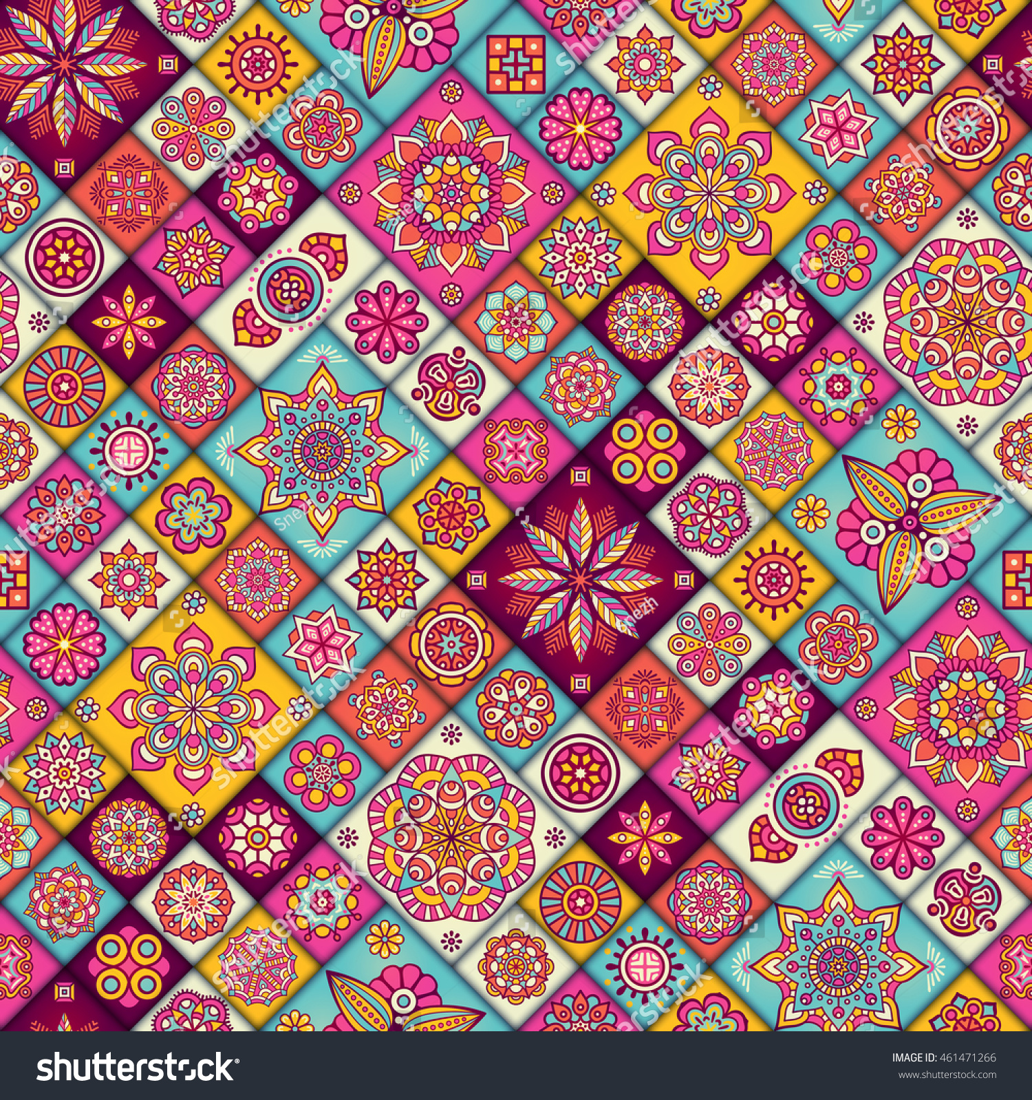 Seamless Tile Pattern Moroccan Bohemian Mandala Stock Vector 461471266 ...