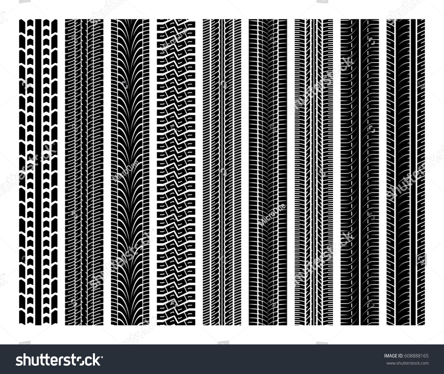 Seamless Tire Tracks Tread Marks Vector Stock Vector (Royalty Free ...