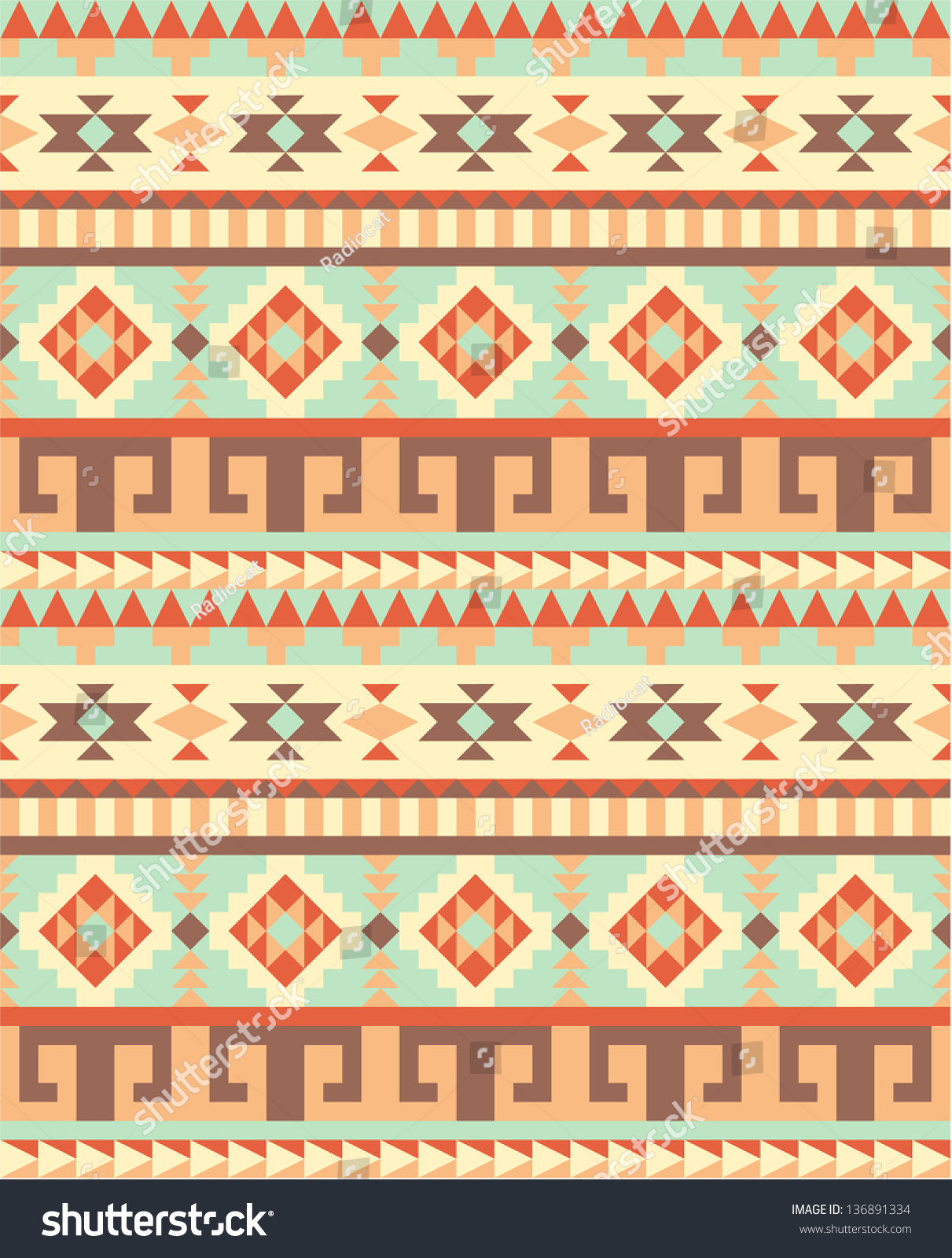 Seamless Traditional Aztec Pattern Stock Vector Illustration 136891334 ...
