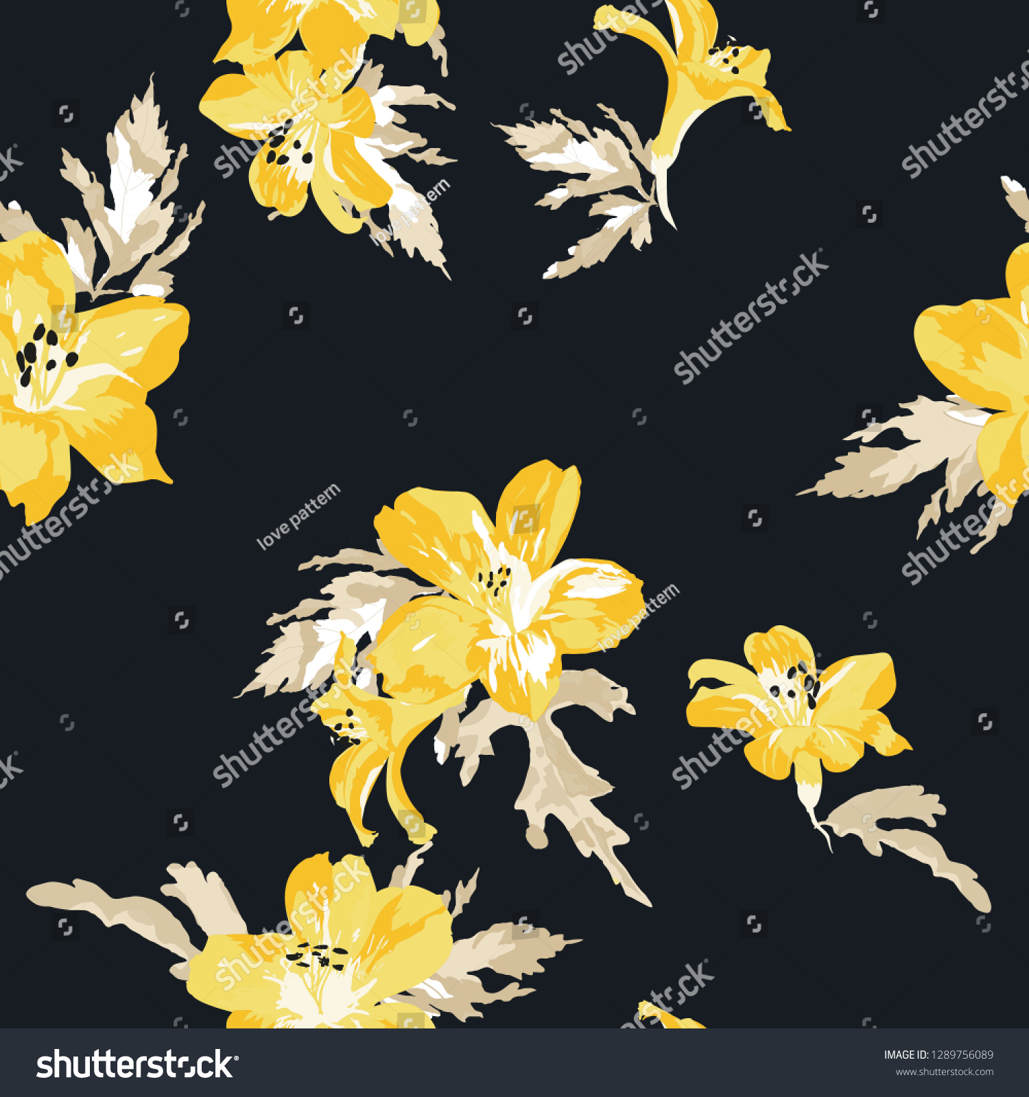 Seamless Tropical Flower Pattern Background Stock Vector (Royalty Free ...