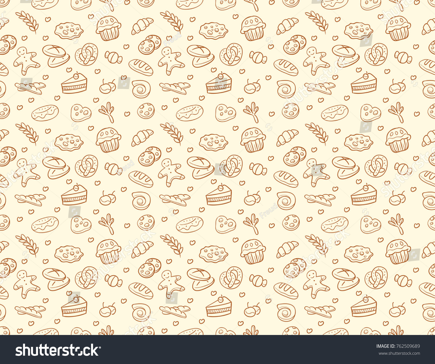 Seamless Vector Bakery Pastry Pattern Brown Stock Vector (Royalty Free ...