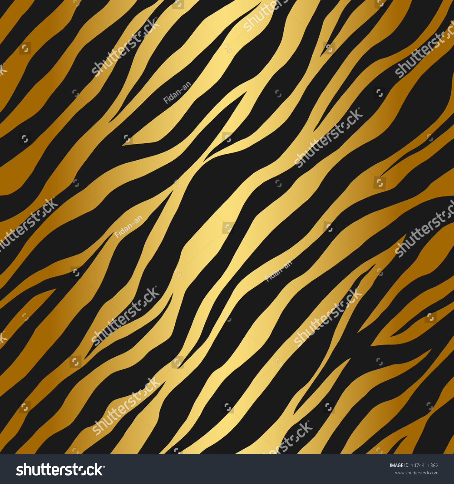 Seamless Vector Black Gold Tiger Stripes Stock Vector (Royalty Free ...