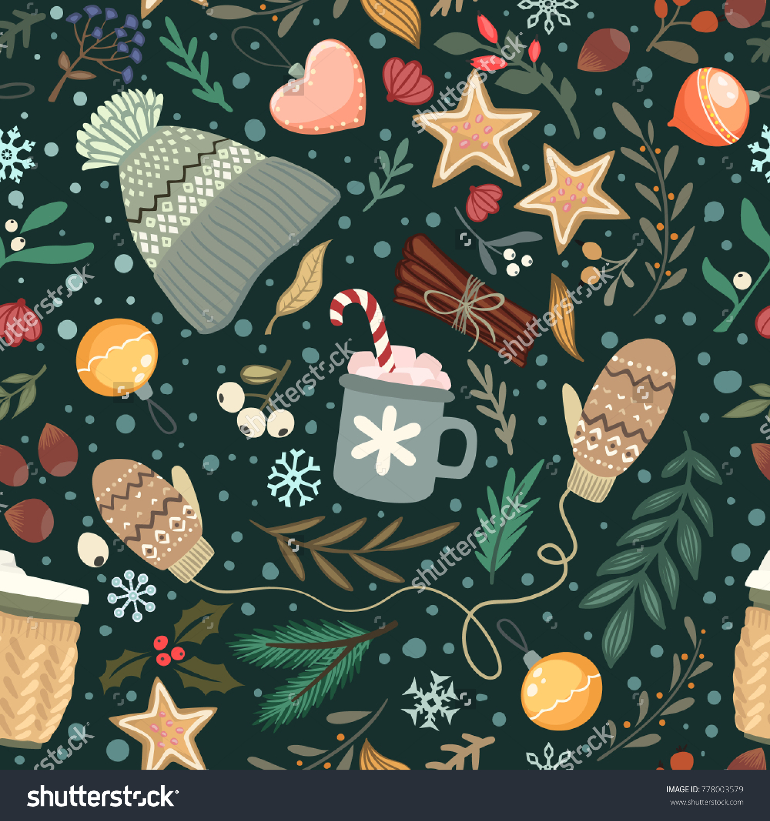 Seamless Vector Cozy Winter Pattern Stock Vector (Royalty Free ...