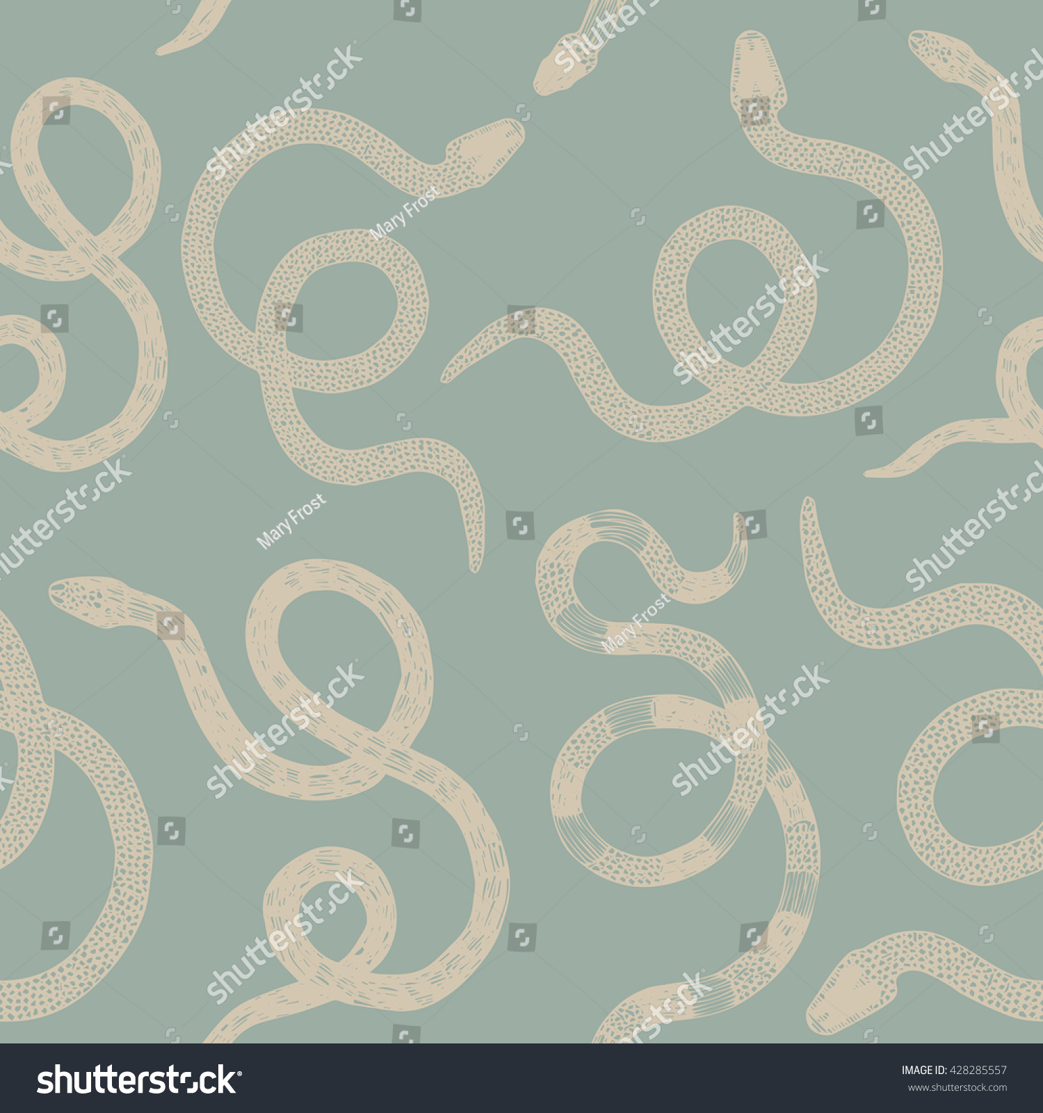 Seamless Vector Hand Drawn Pattern Snakes Stock Vector (Royalty Free ...