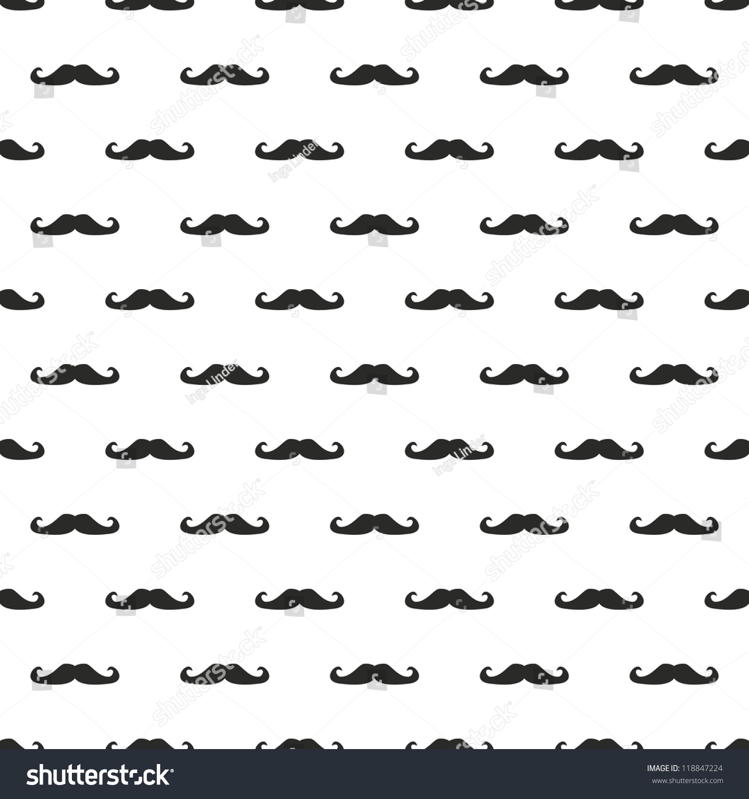 Seamless Vector Pattern, Background Or Texture With Black Curly Hipster ...