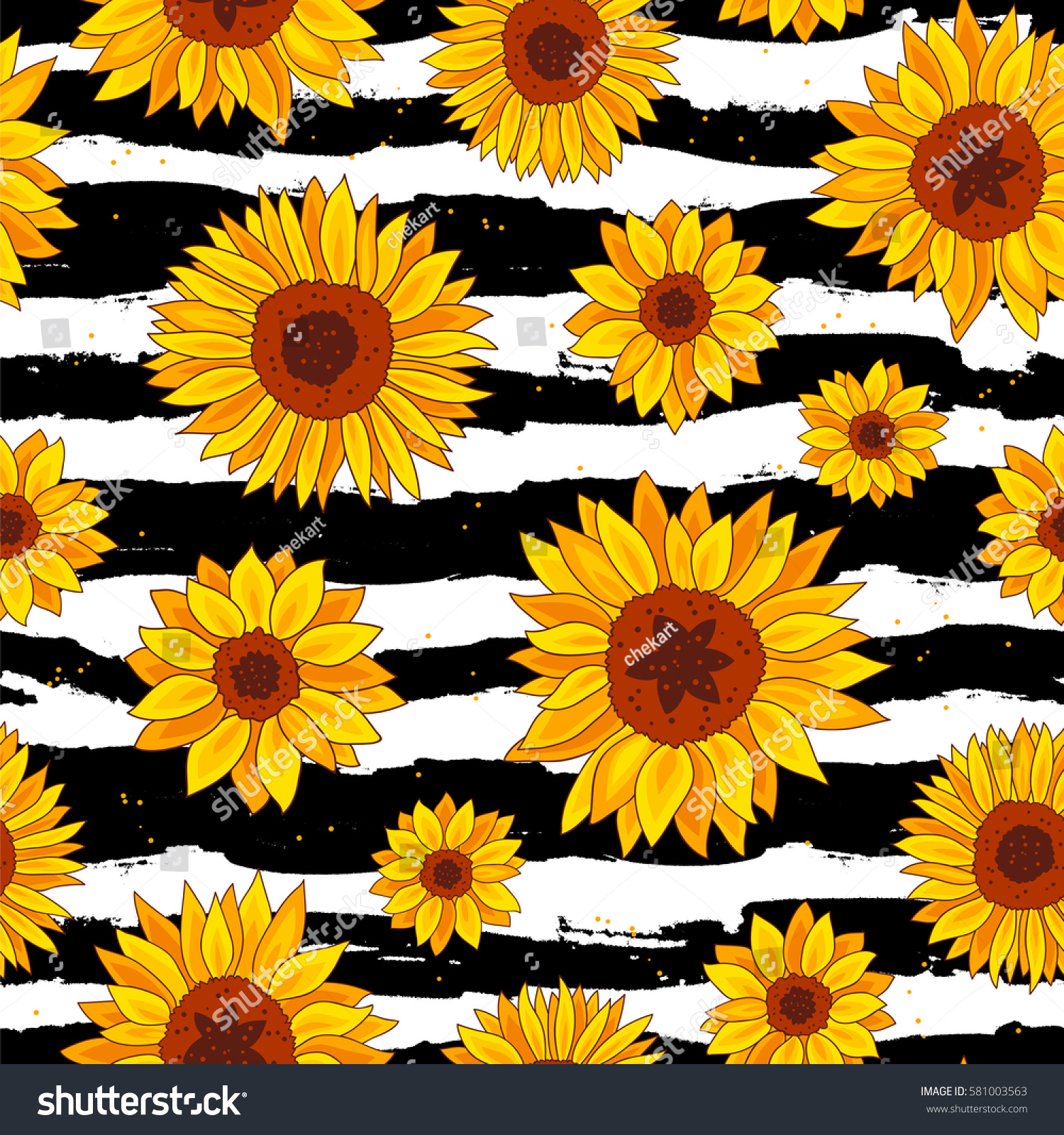 Download Seamless Vector Pattern Sunflowers On Striped Stock Vector ...