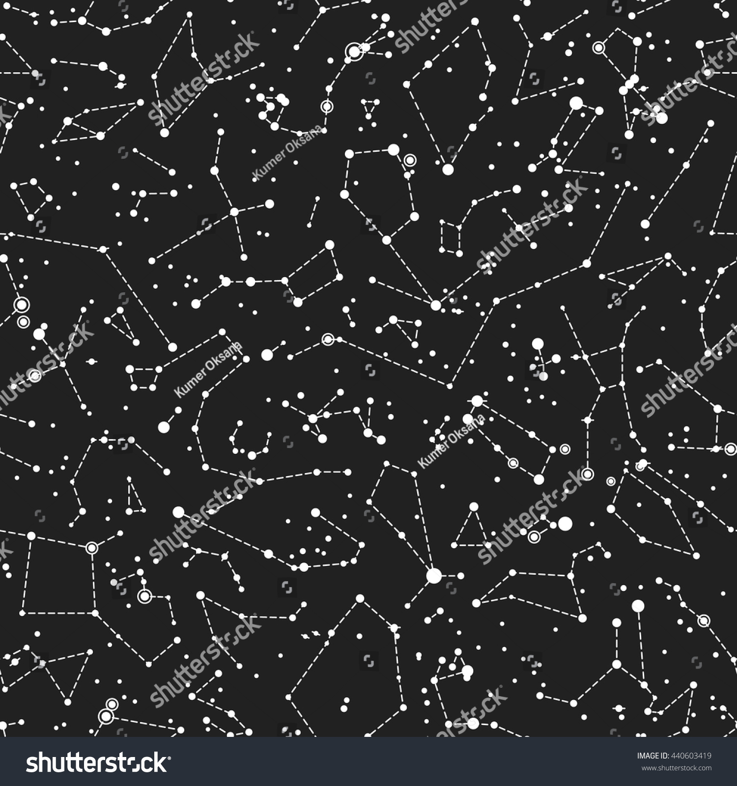 Seamless Vector Pattern Constellations On Black Stock Vector (Royalty ...