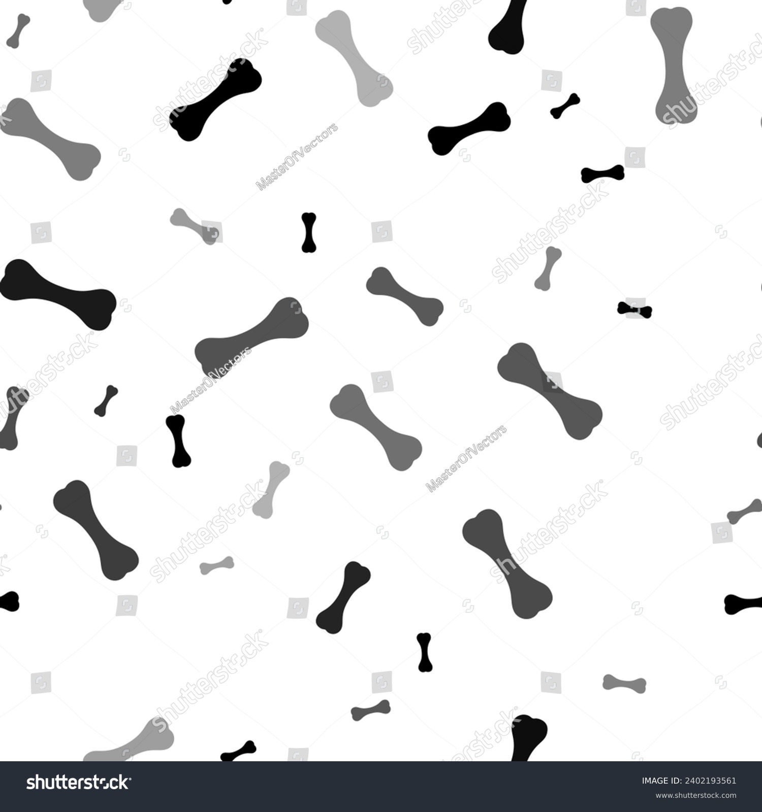 SVG of Seamless vector pattern with dog bone symbols, creating a creative monochrome background with rotated elements. Vector illustration on white background svg