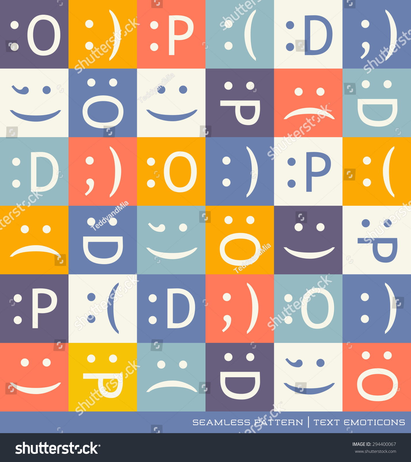 Seamless Vector Pattern With Emoticons Text Symbols - 294400067 ...