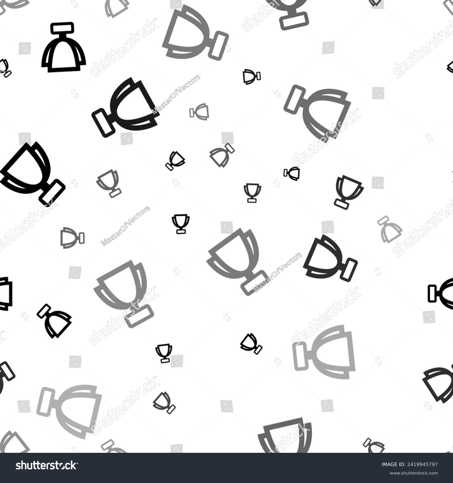 SVG of Seamless vector pattern with trophy symbols, creating a creative monochrome background with rotated elements. Vector illustration on white background svg
