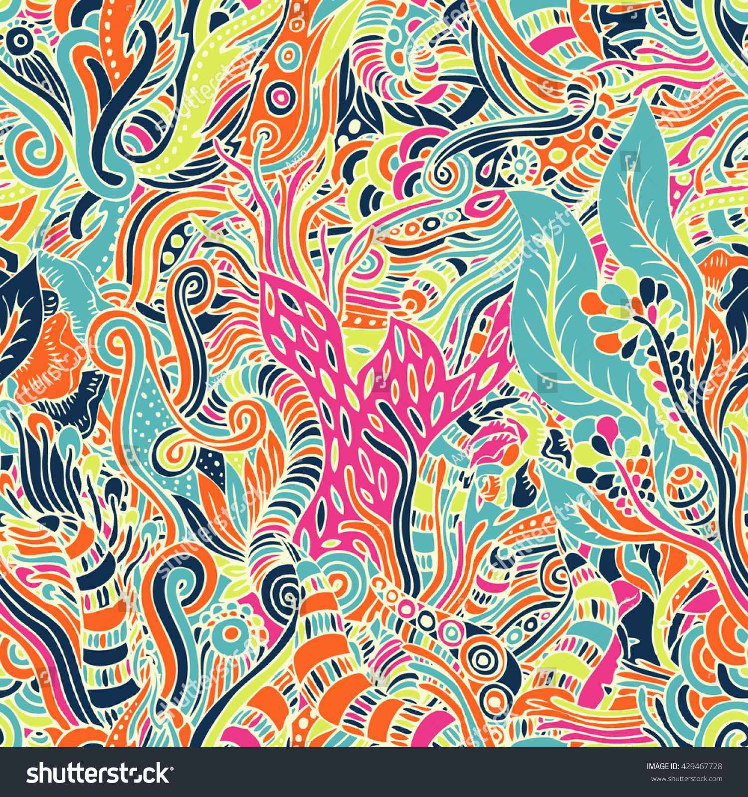 Seamless Vector Psychedelic Pattern Stock Vector 429467728 - Shutterstock