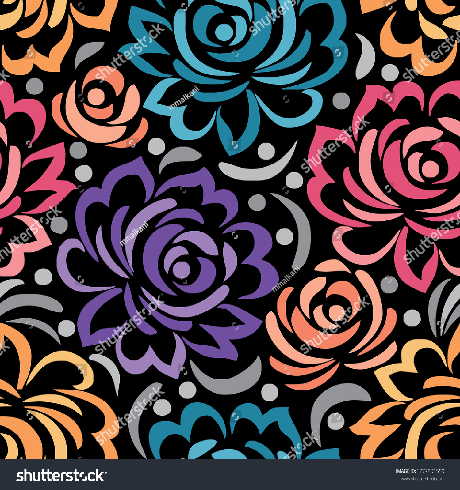 Seamless Vector Rose Flower Pattern Design Stock Vector (Royalty Free ...
