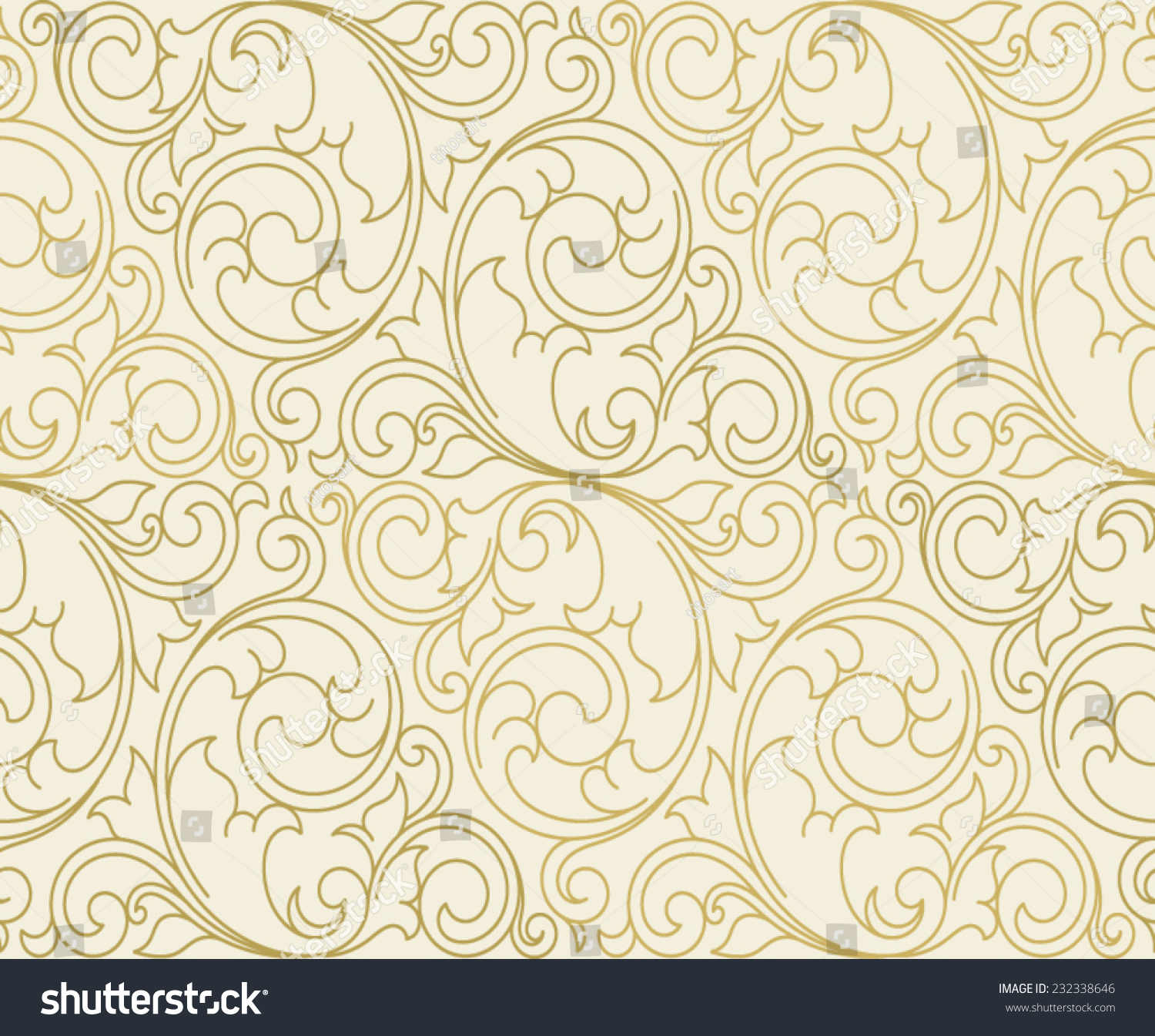 Seamless Vector Scroll Spiral Floral Orange Background - 232338646 ...