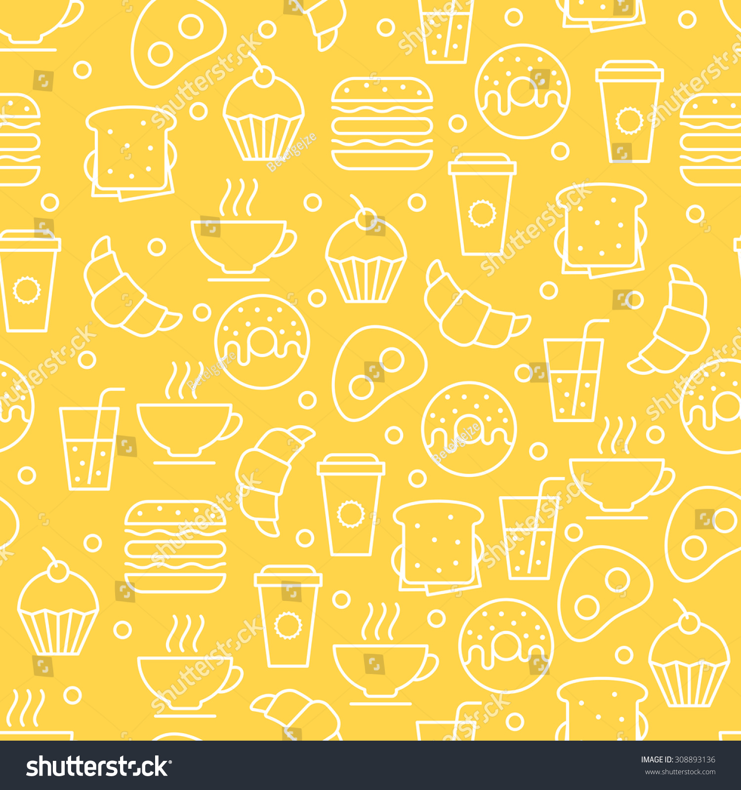 Seamless Vector Simple Linear Food Pattern Stock Vector (Royalty Free ...