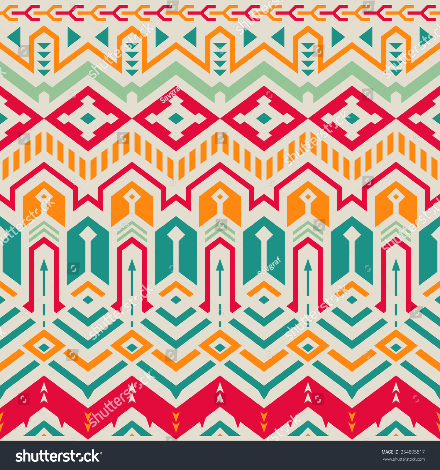 Seamless Vector Tribal Pattern Geometrical Ethnic Stock Vector ...