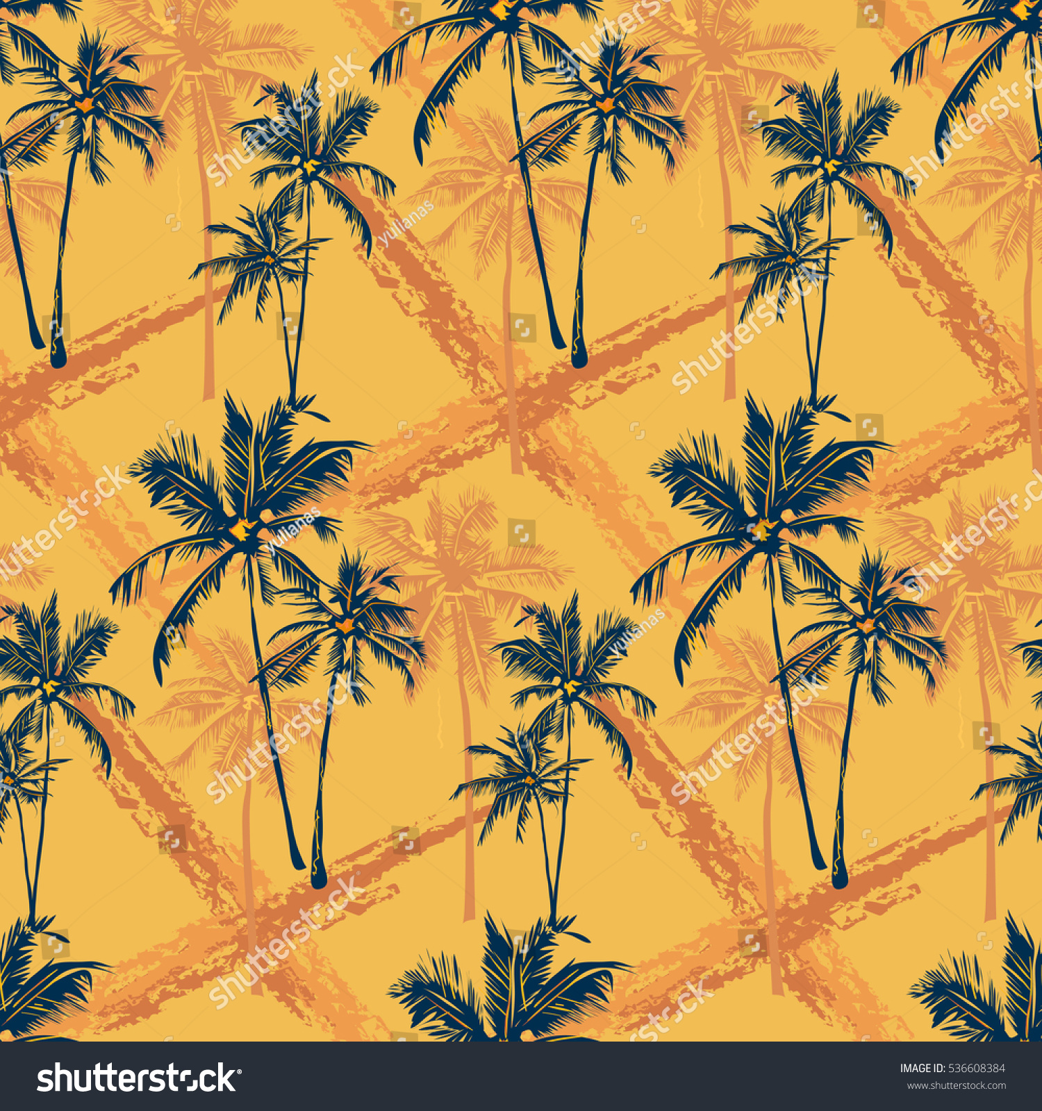 Seamless Vector Tropical Pattern Depicting Palm Stock Vector (Royalty ...