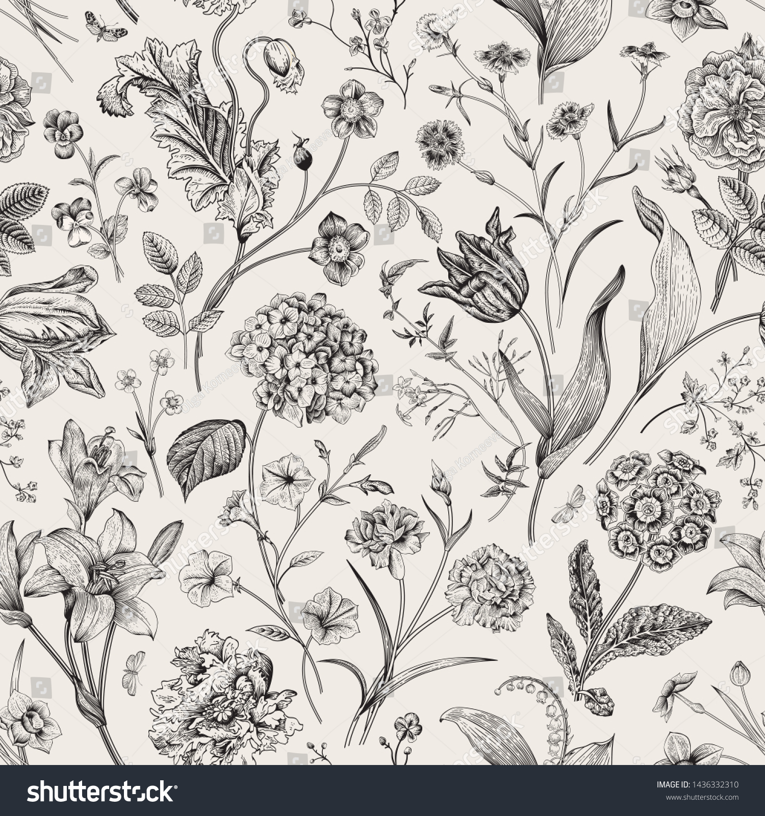 Seamless Vector Vintage Floral Pattern Classic Stock Vector (Royalty ...