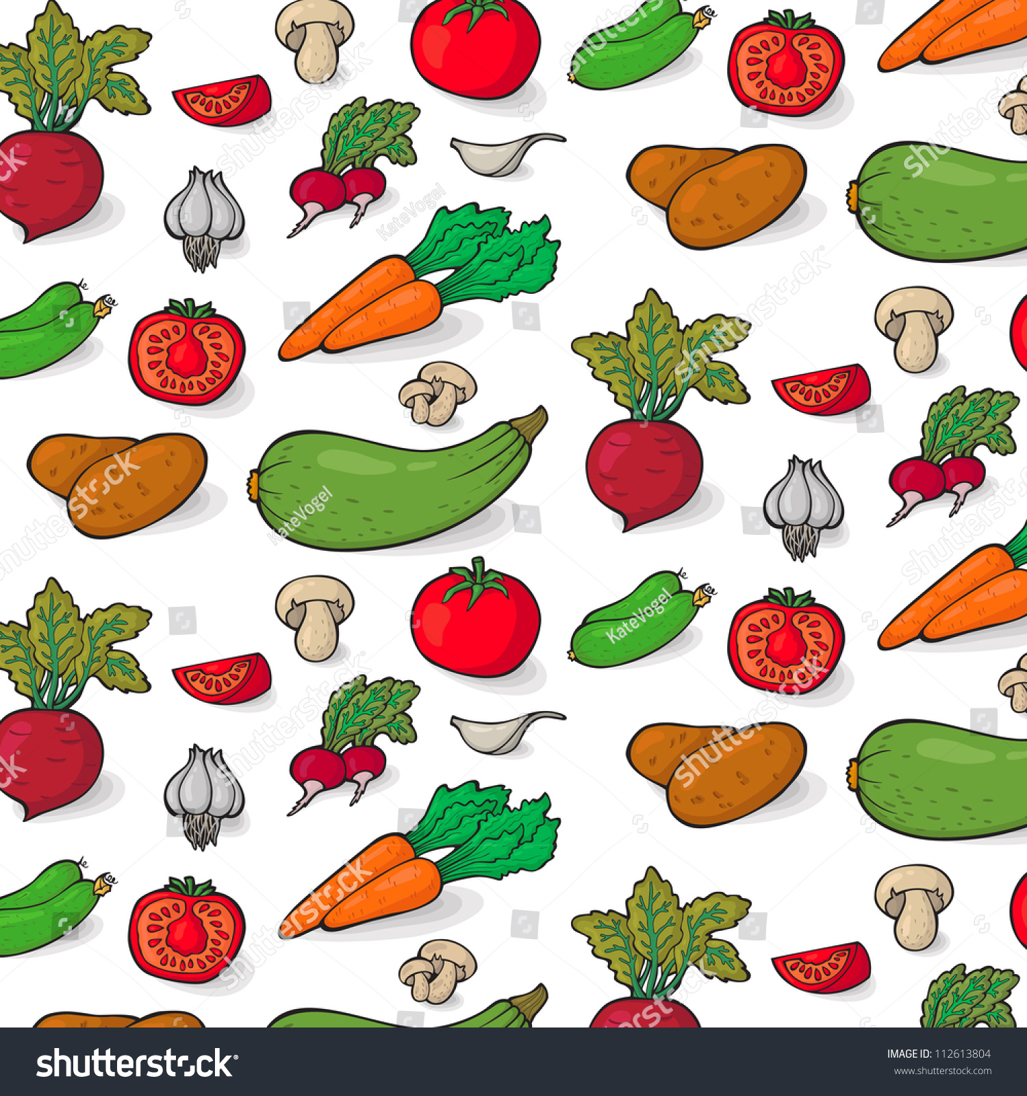 Seamless Vegetables Pattern. Abstract Elegance Cartoon Food Pattern ...