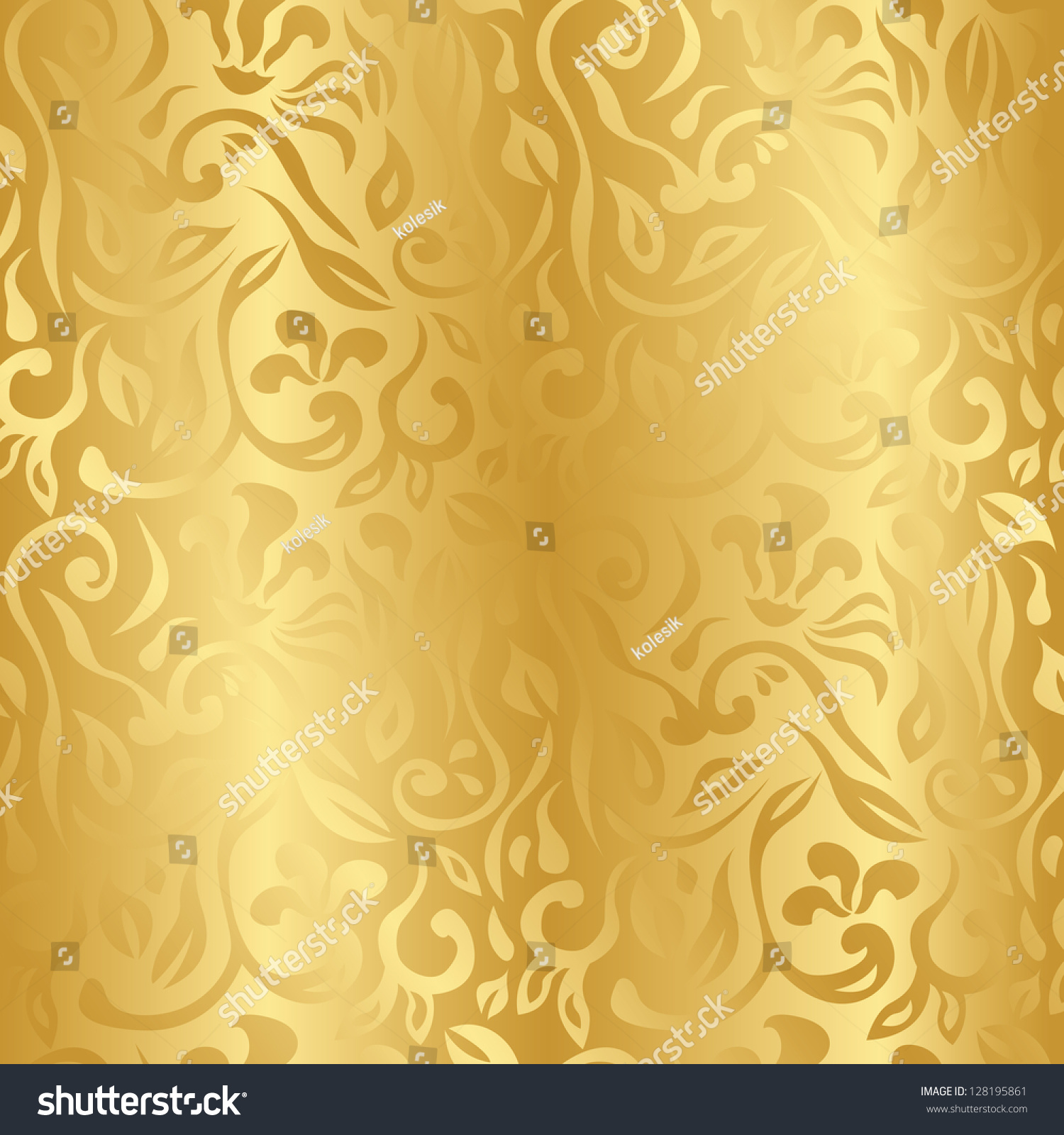 Seamless Vintage Floral Background Gold Seamless Stock Vector