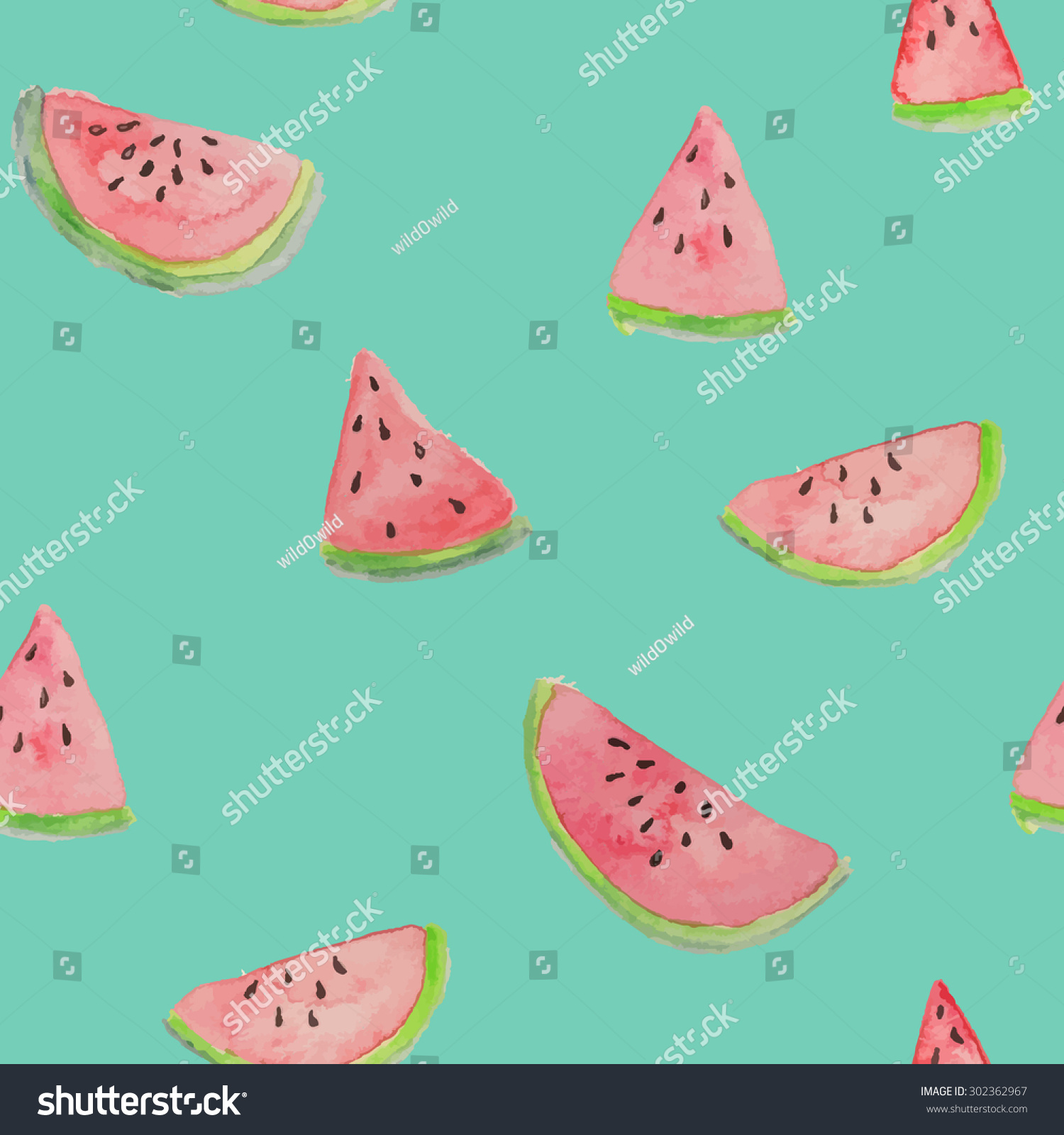 Seamless Watercolor Texture Watermelon Pattern. Summer Style Backgorund ...