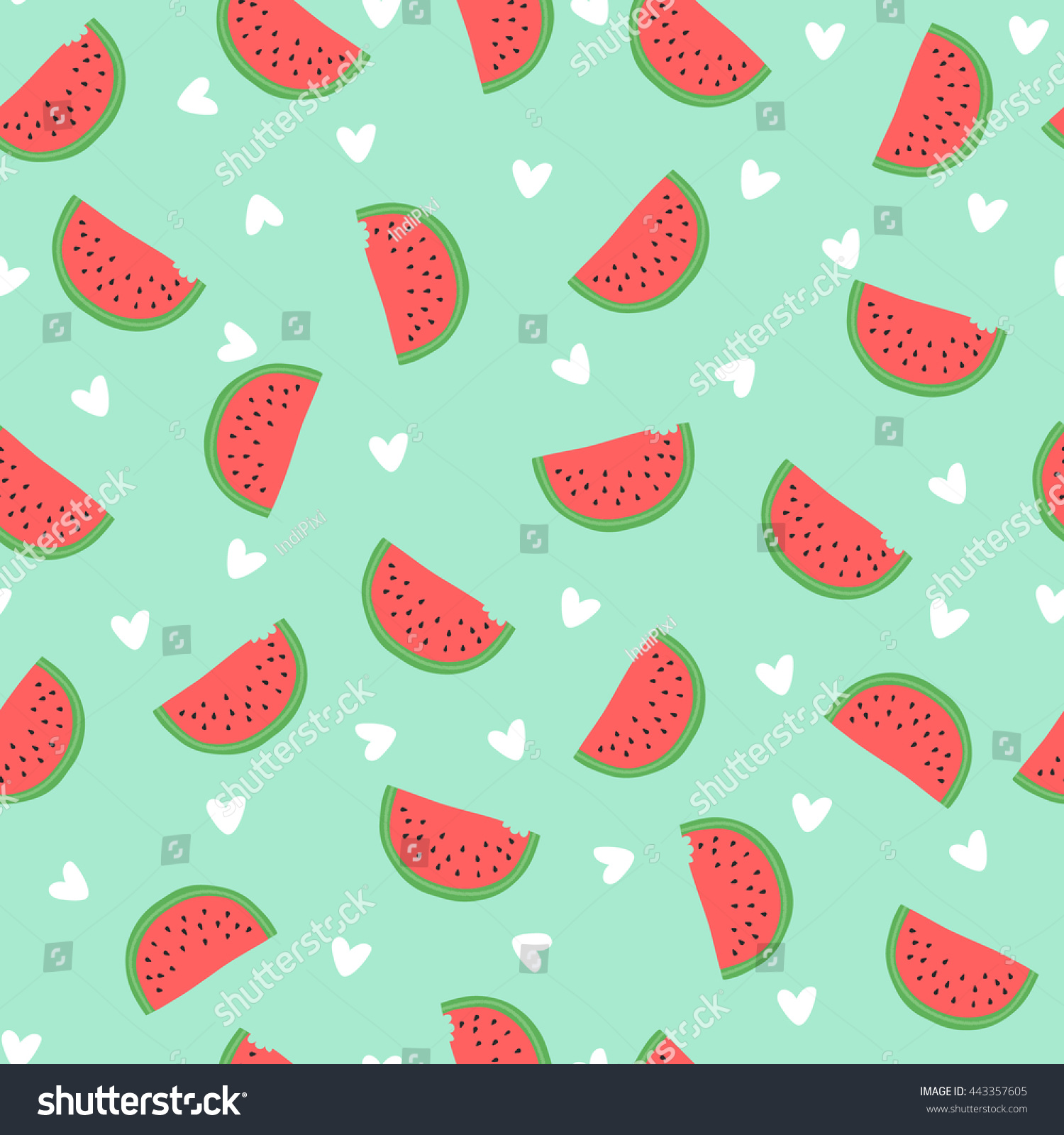 Seamless Watermelon Pattern Cute Watermelon Pattern Stock Vector