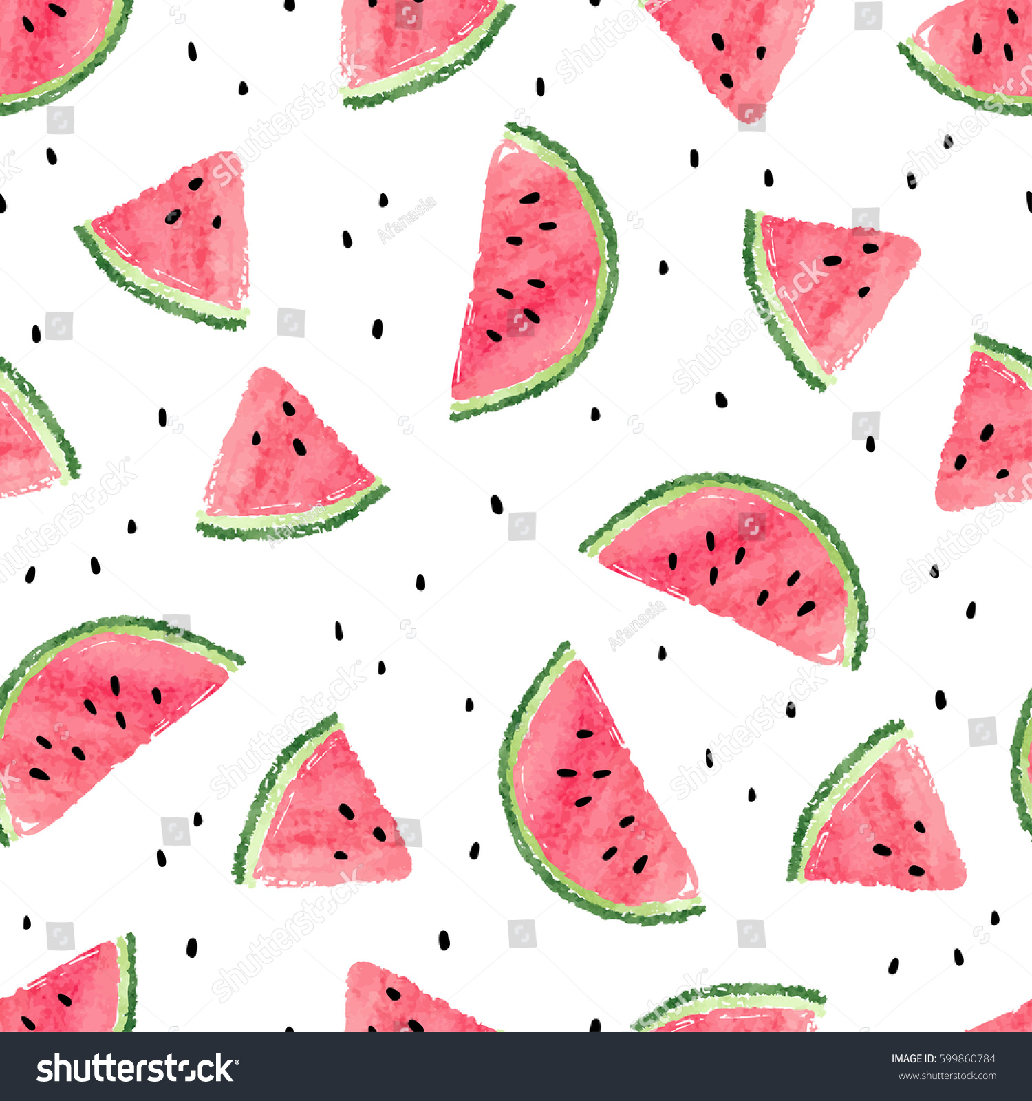 Seamless Watermelons Pattern Vector Background Watercolor Stock Vector Royalty Free 599860784 1052