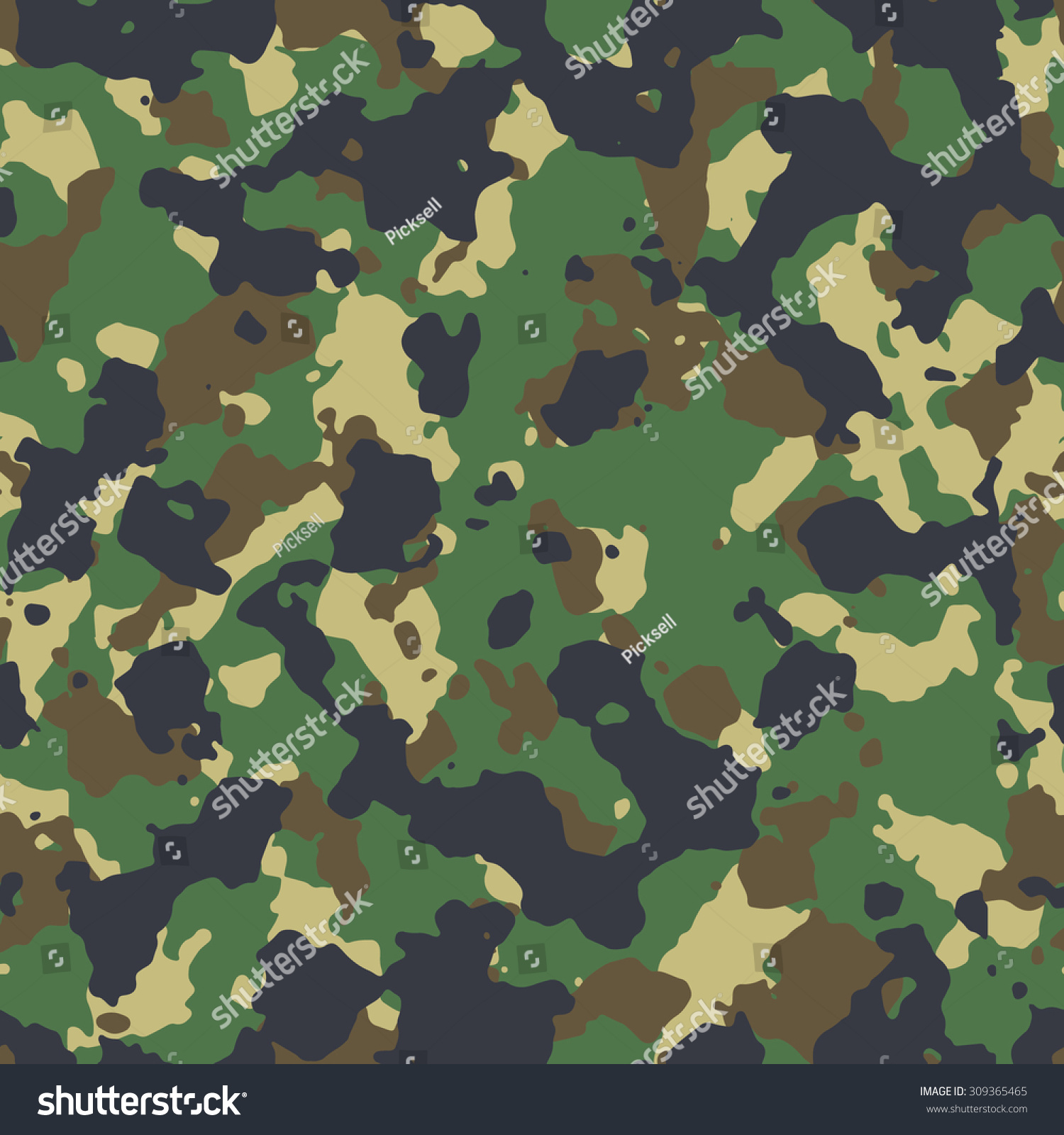 Seamless Woodland Classic Camouflage Pattern Vector Stock Vector ...