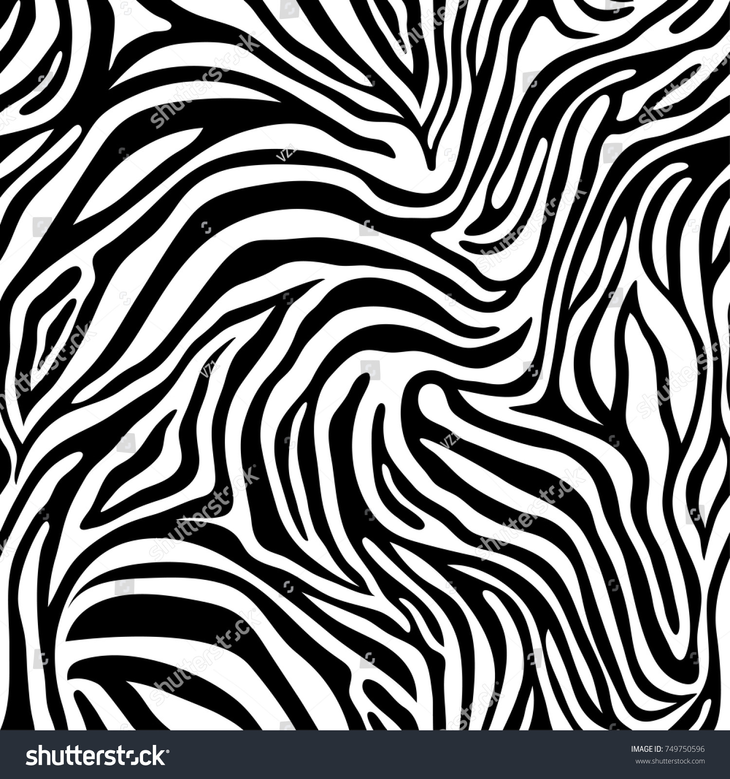 Seamless Zebra Skin Pattern Wallpaper Black Stock Vector Royalty Free 749750596