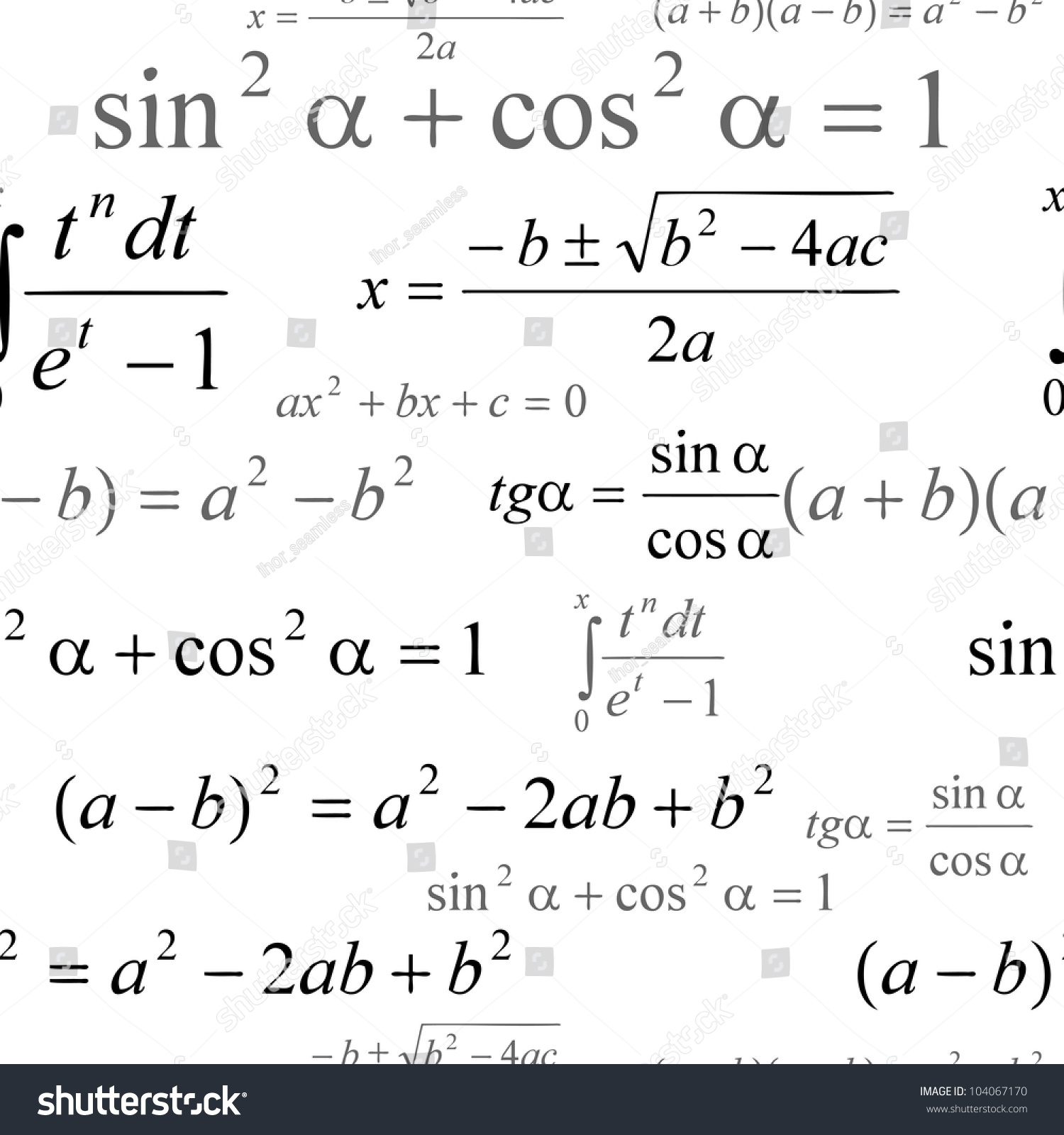 Seamlessly Wallpaper Mathematical Formulas On White Stock Vector ...