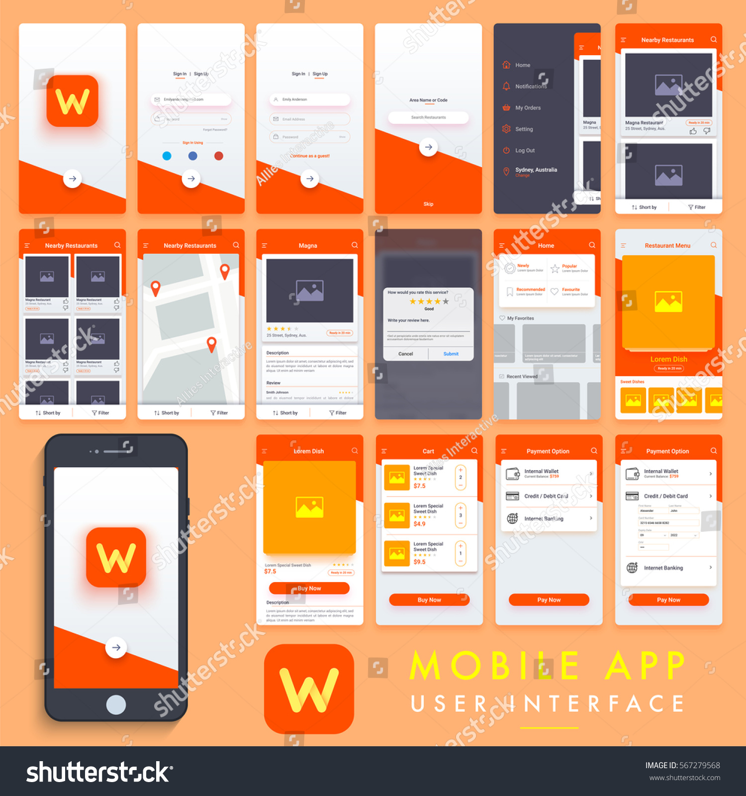 Search Mobile Apps  Material Design  Ui Stock Vector 