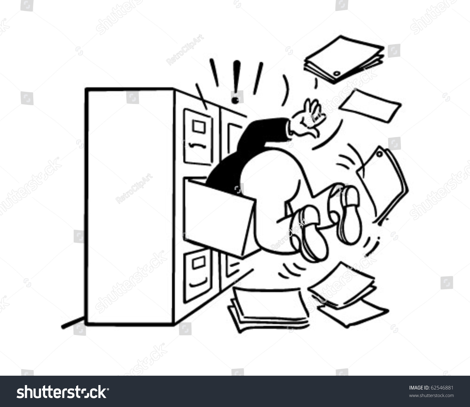 Searching Filing Cabinet Retro Clipart Illustration Stock Vector Royalty Free 62546881