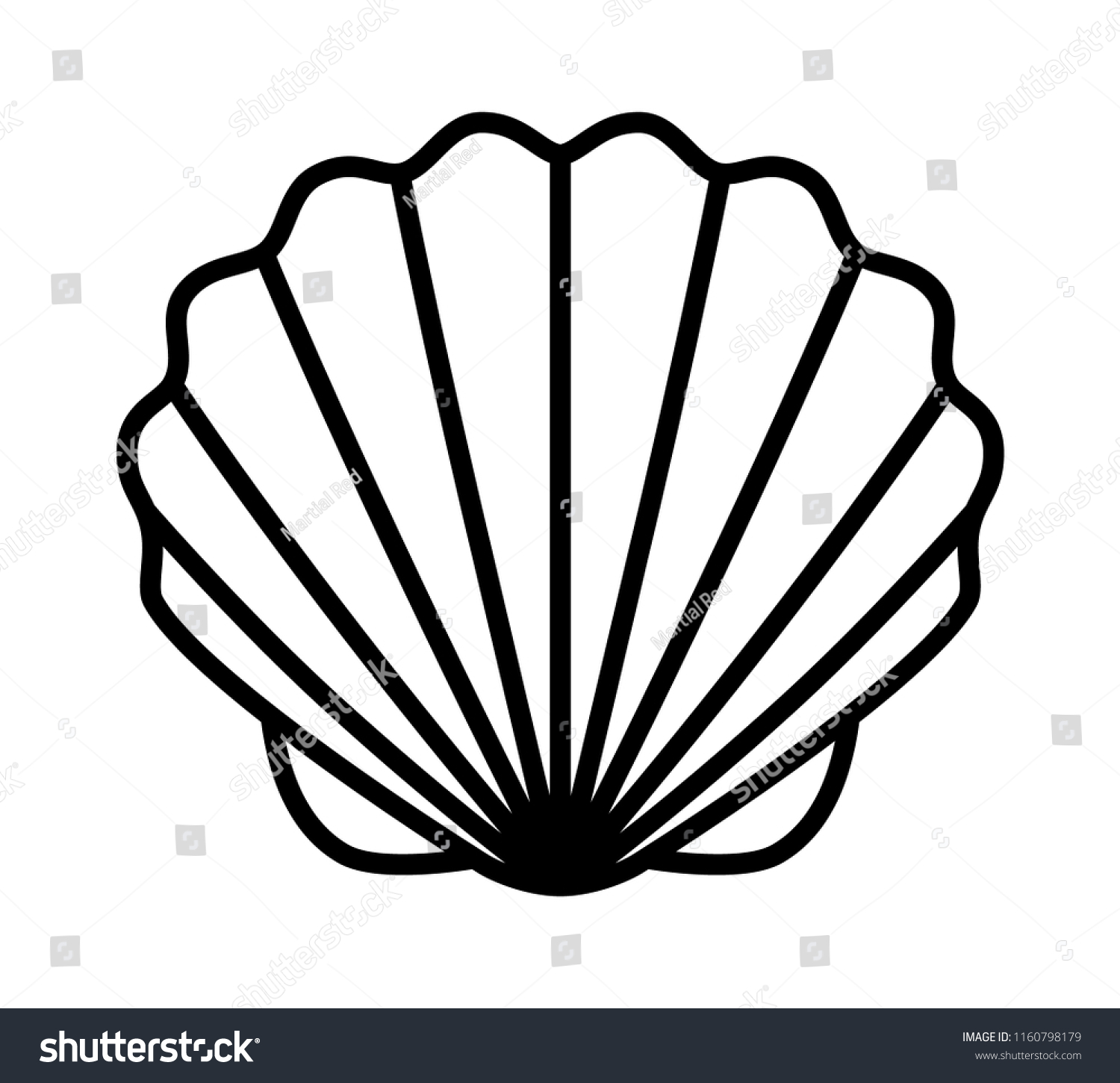 Seashell Shell Shellfish Seafood Line Art Stock Vector (Royalty Free ...