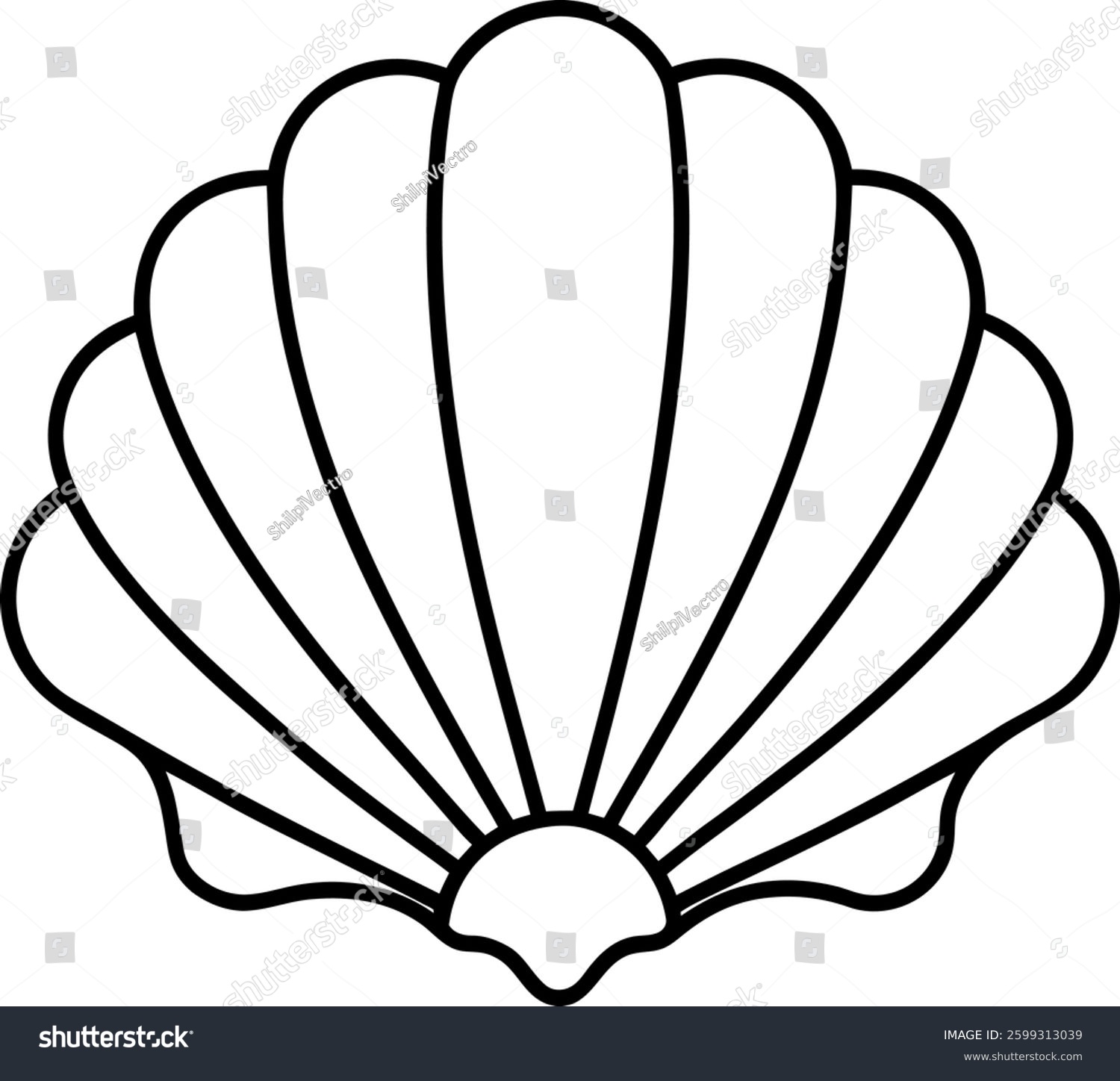 recommend clip art: Seashell shell , shellfish or seafood line art icon vector illustration  for wildlife apps and websites